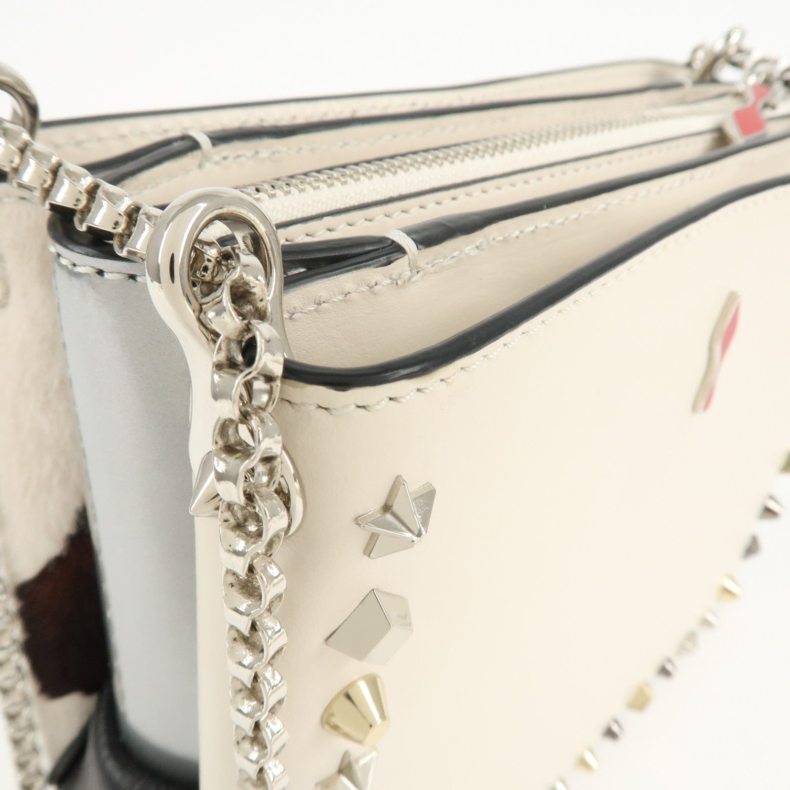Christian Louboutin Chain Shoulder Bag Red Sole Pony Studs Used