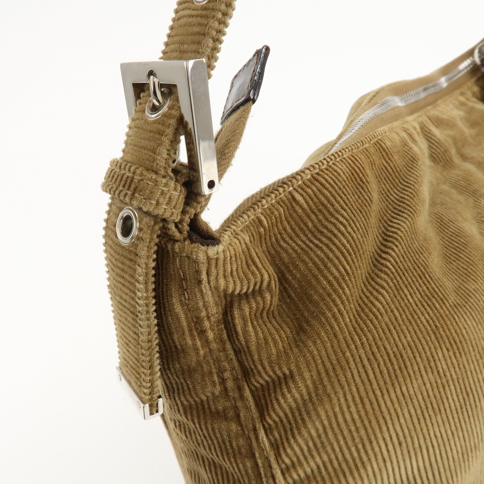 FENDI Corduroy Shoulder Bag Hand Bag Brown Used