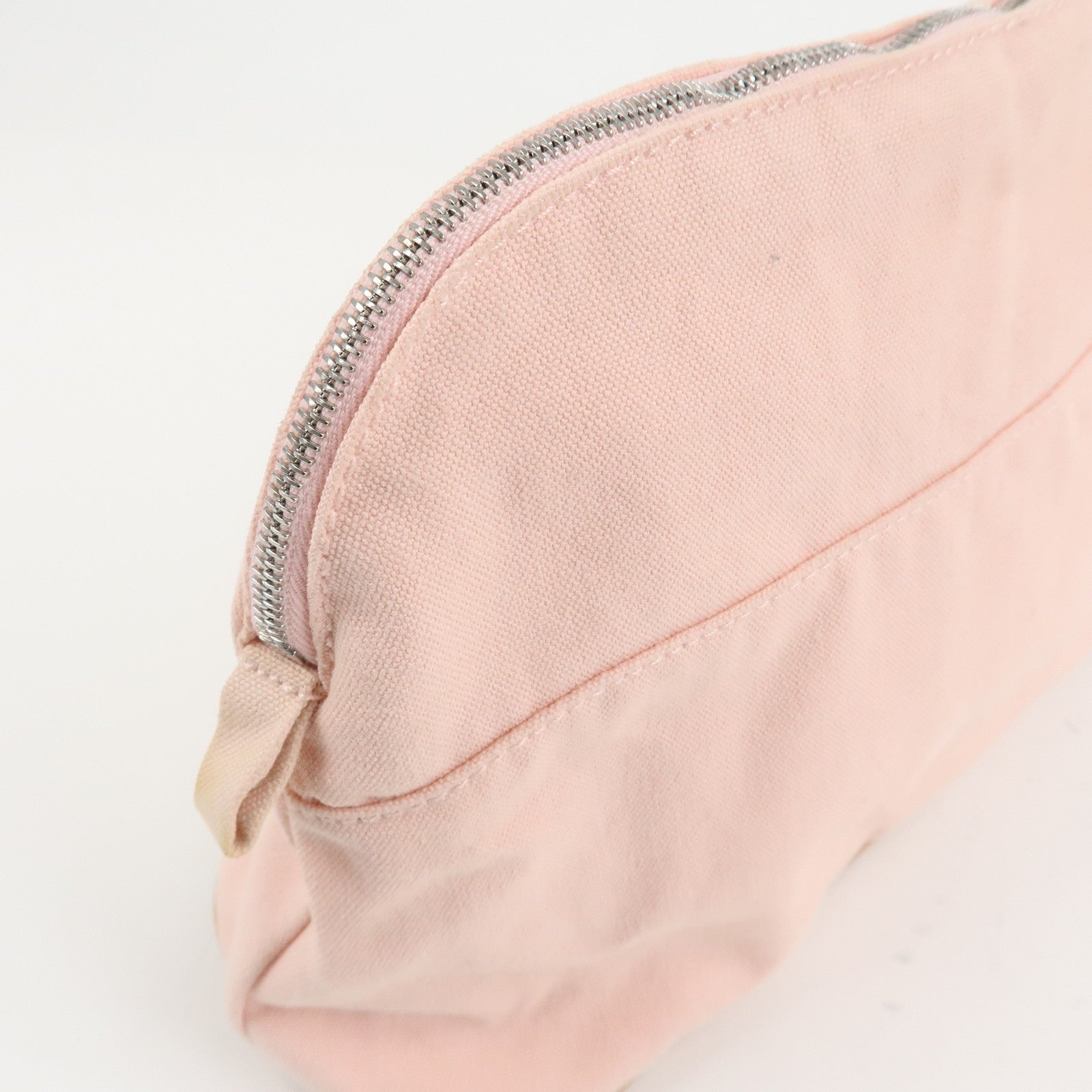 HERMES Canvas Leather Bolide PM Pouch Cosmetic Pouch Pink Used