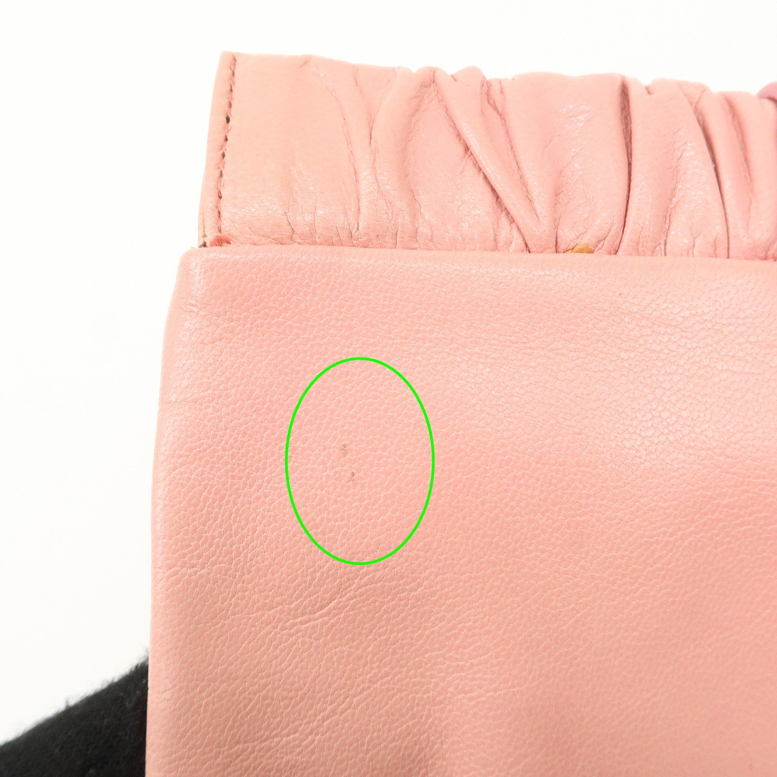 MIU MIU Leather Flower Motif Shoulder Bag Pink Used