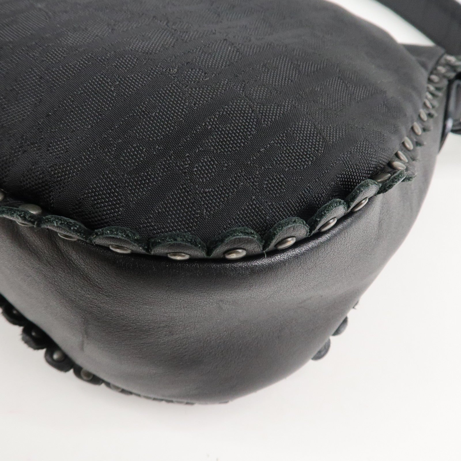 BVLGARI Logo Mania Canvas Leather Tote Bag Shoulder Bag Black Used