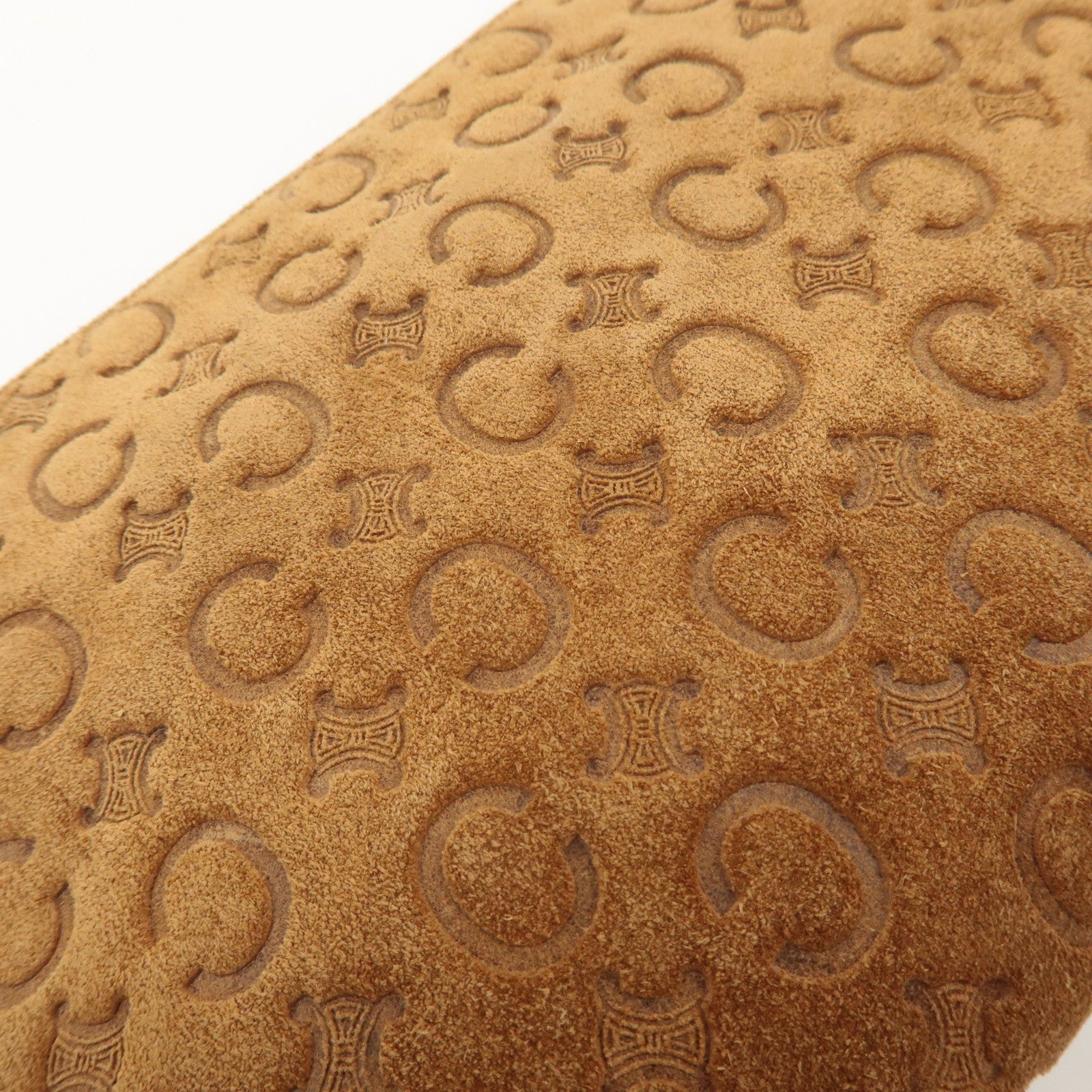CELINE C Macadam Suede Pouch Cosmetic Pouch Brown Used