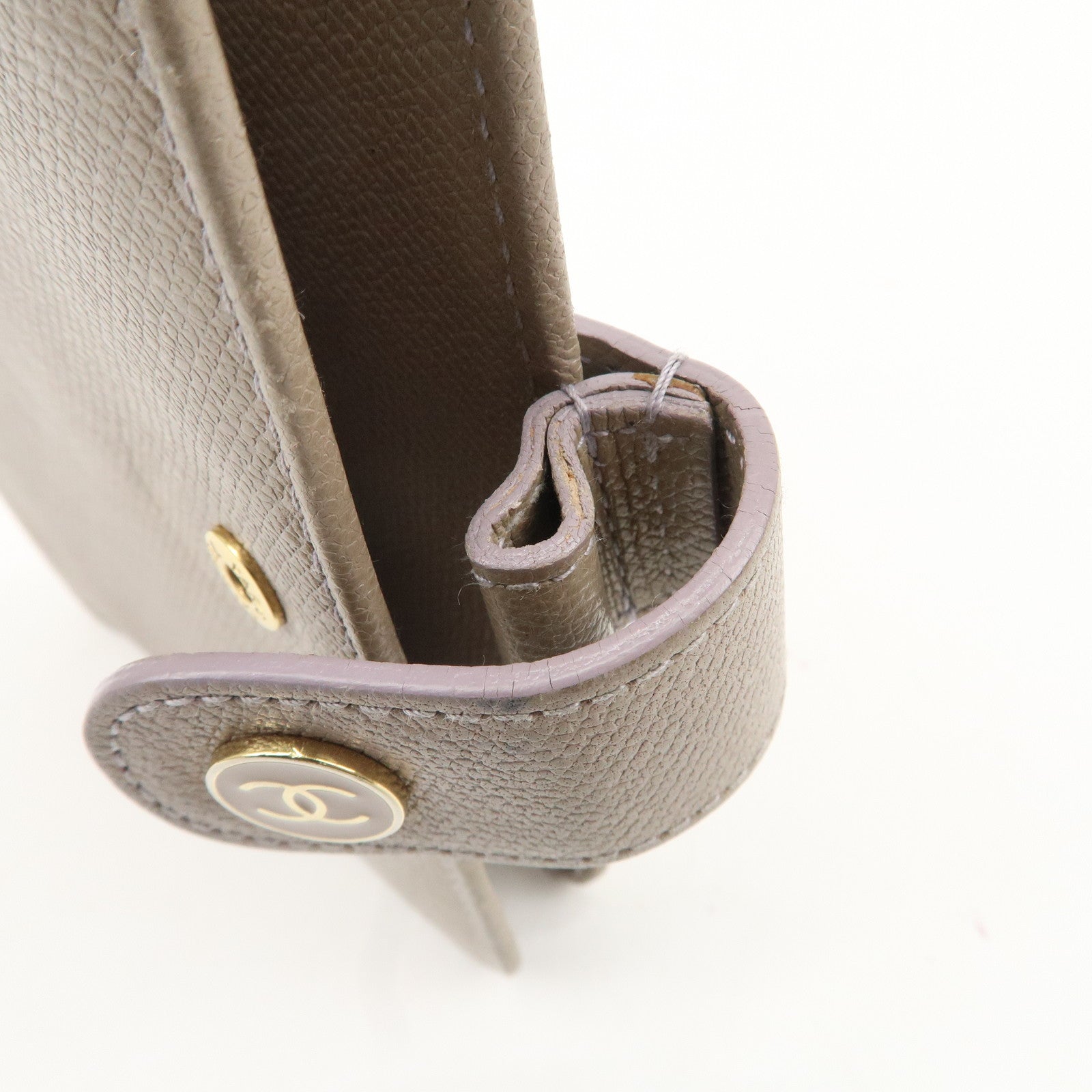 CHANEL COCO Button Leather Agenda Cover Gray Used