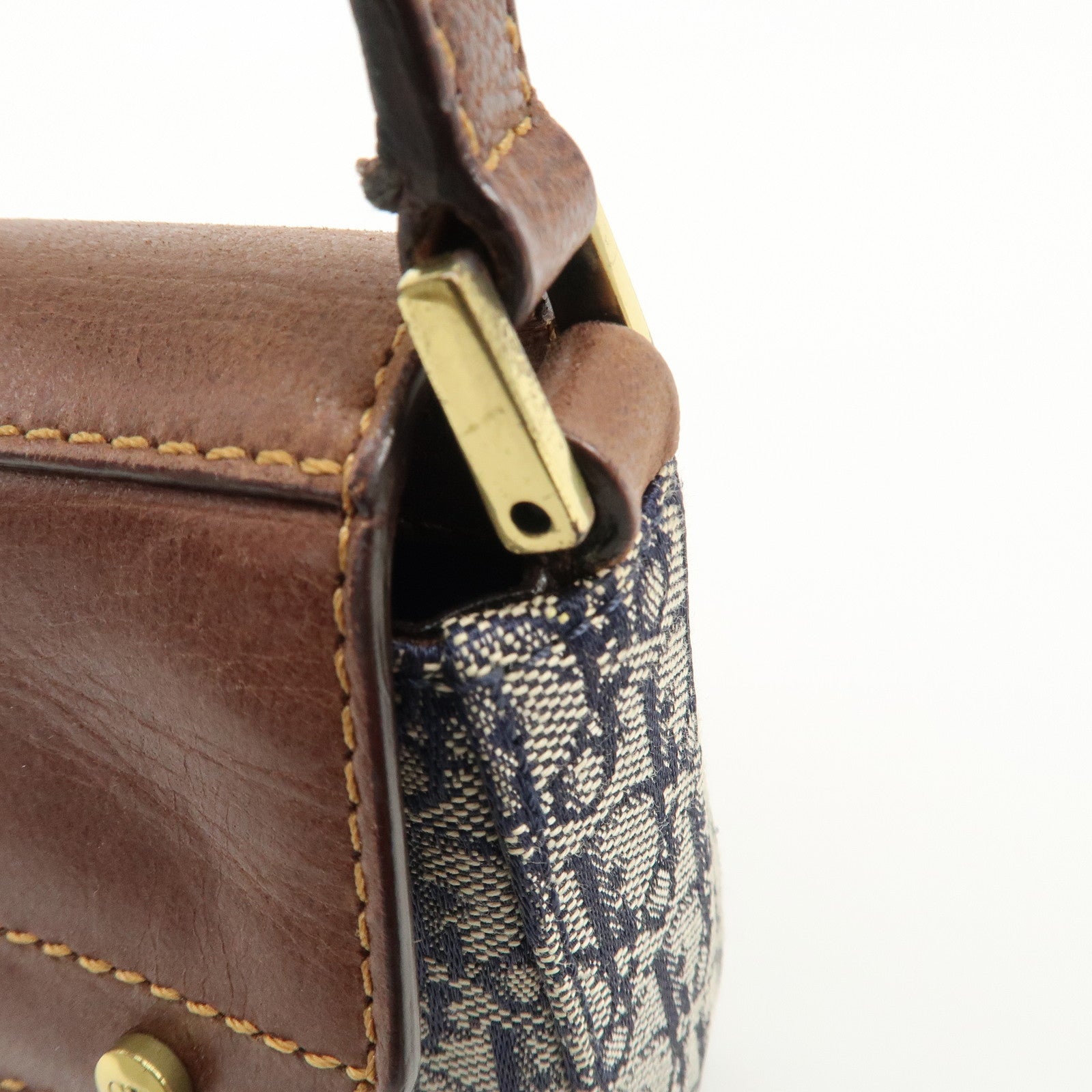 Christian Dior Trotter Street Chic Canvas Leather Shoulder Bag Used