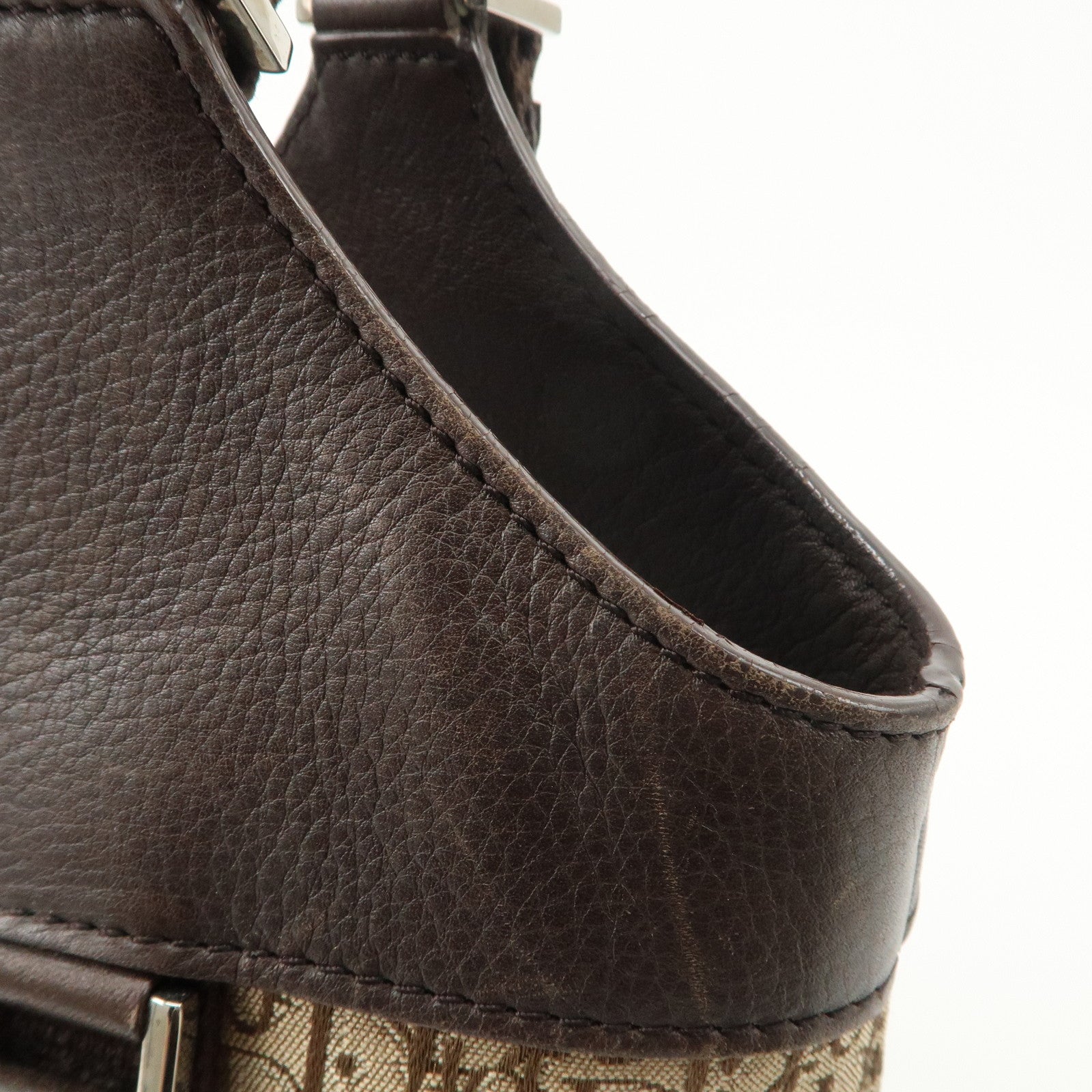 Christian Dior Trotter Canvas Leather Tote Bag Beige Brown Used