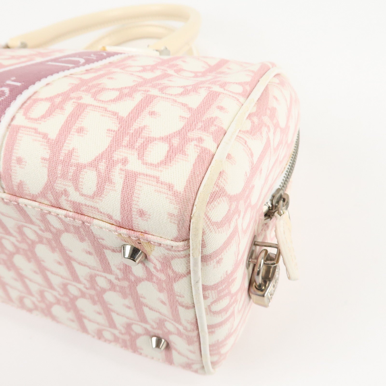 Christian Dior Trotter PVC Patent Leather Rhine Stone Boston Bag Used