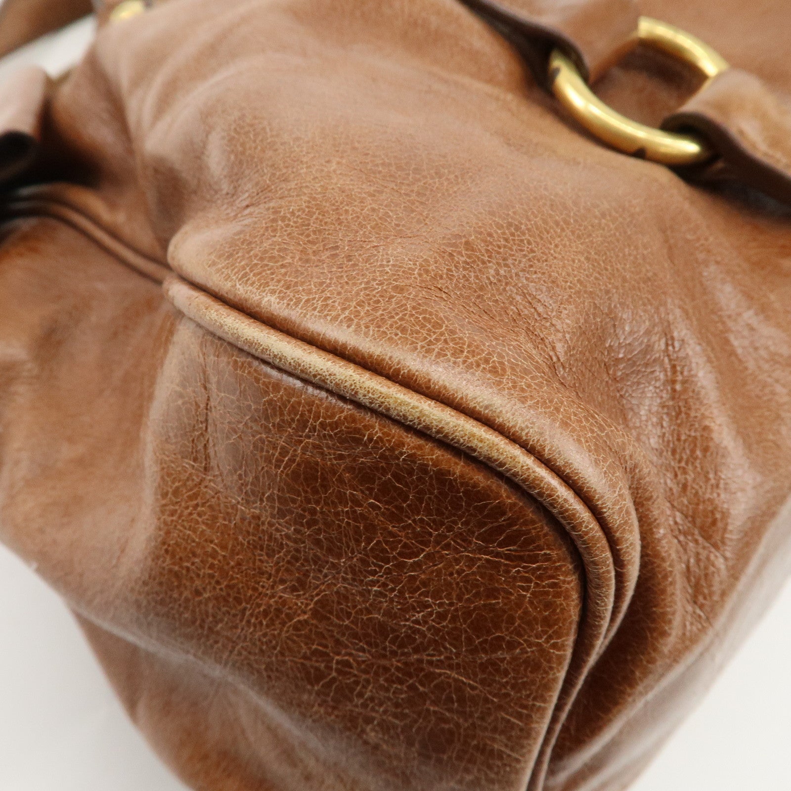 MIU MIU Leather 2Way Bag Shoulder Bag Hand Bag Brown Used
