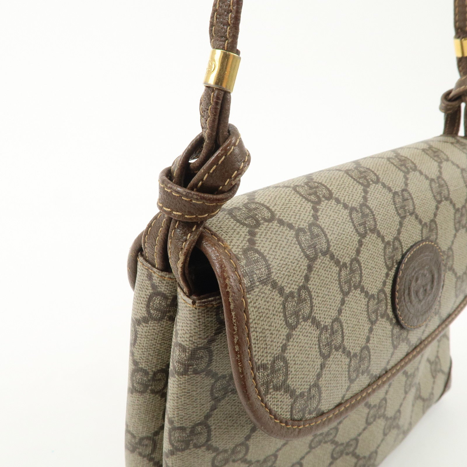 GUCCI Old Gucci GG Plus Leather Shoulder Bag 007.56.0087 Used