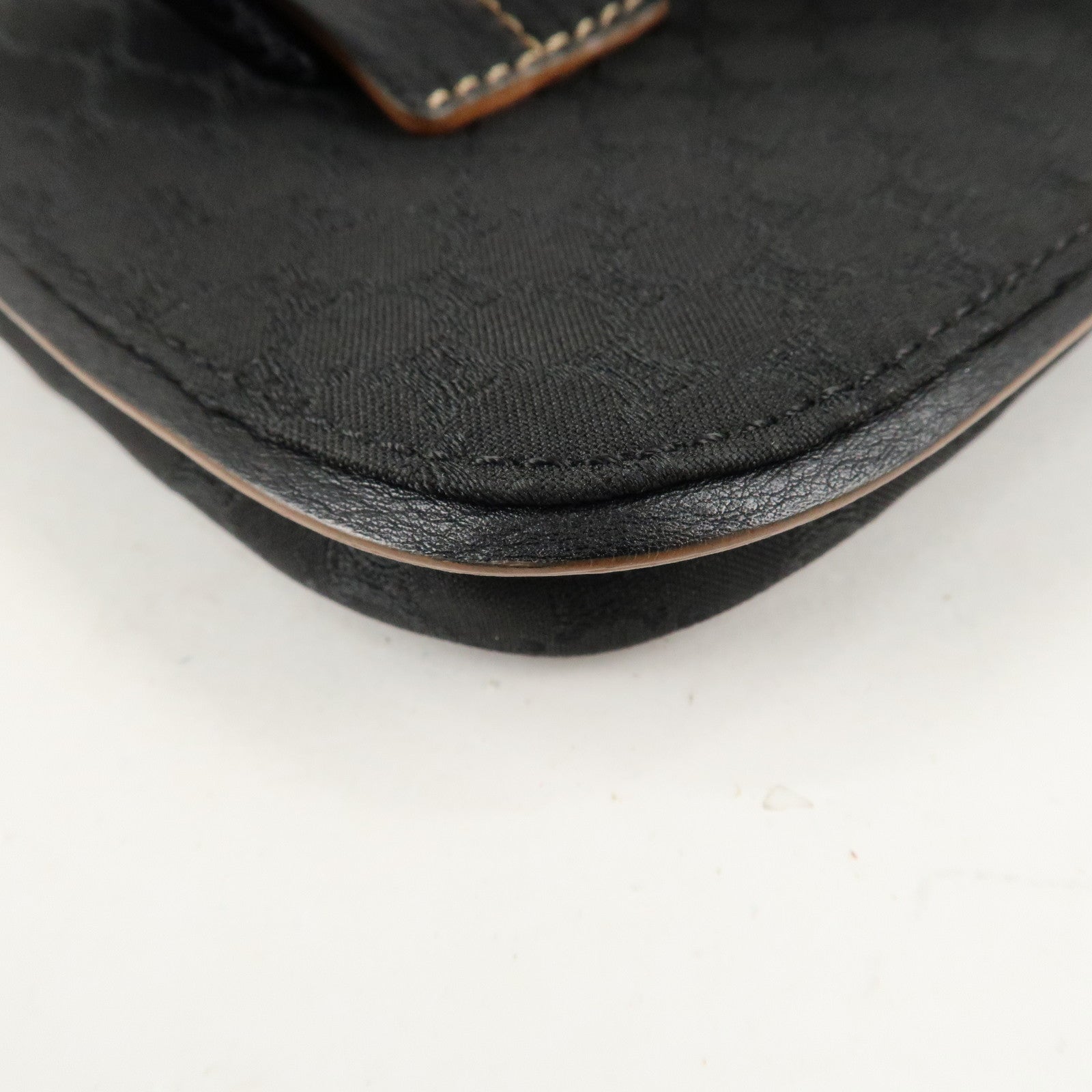 CELINE Macadam Canvas Leather Waist Bag Cross Body Bag Black Used
