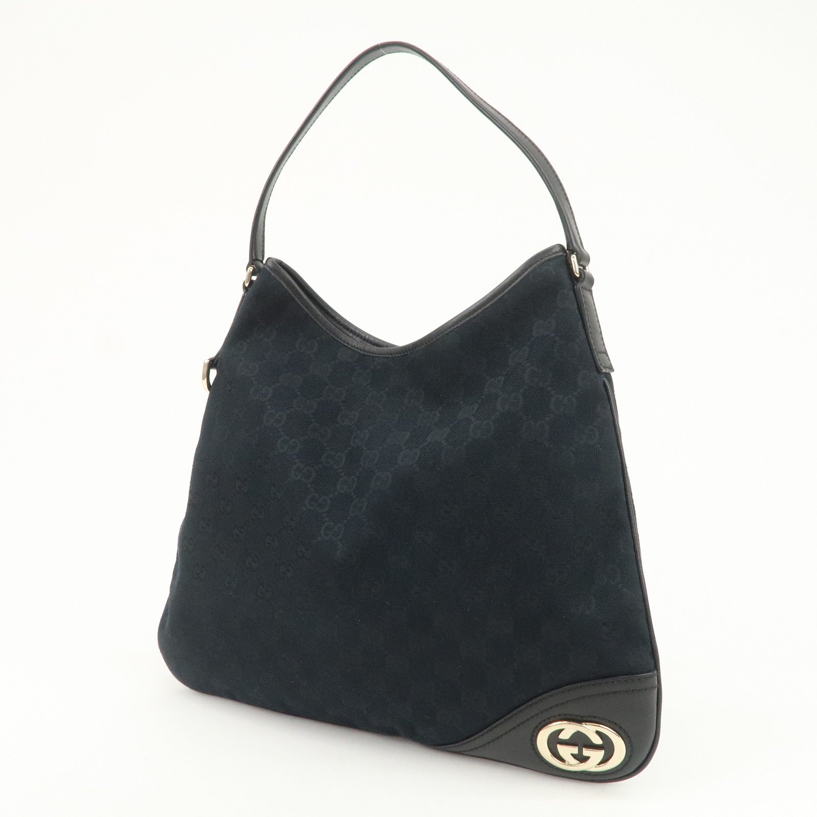 GUCCI Interlocking G GG Monogram Canvas Leather Shoulder Bag 169947