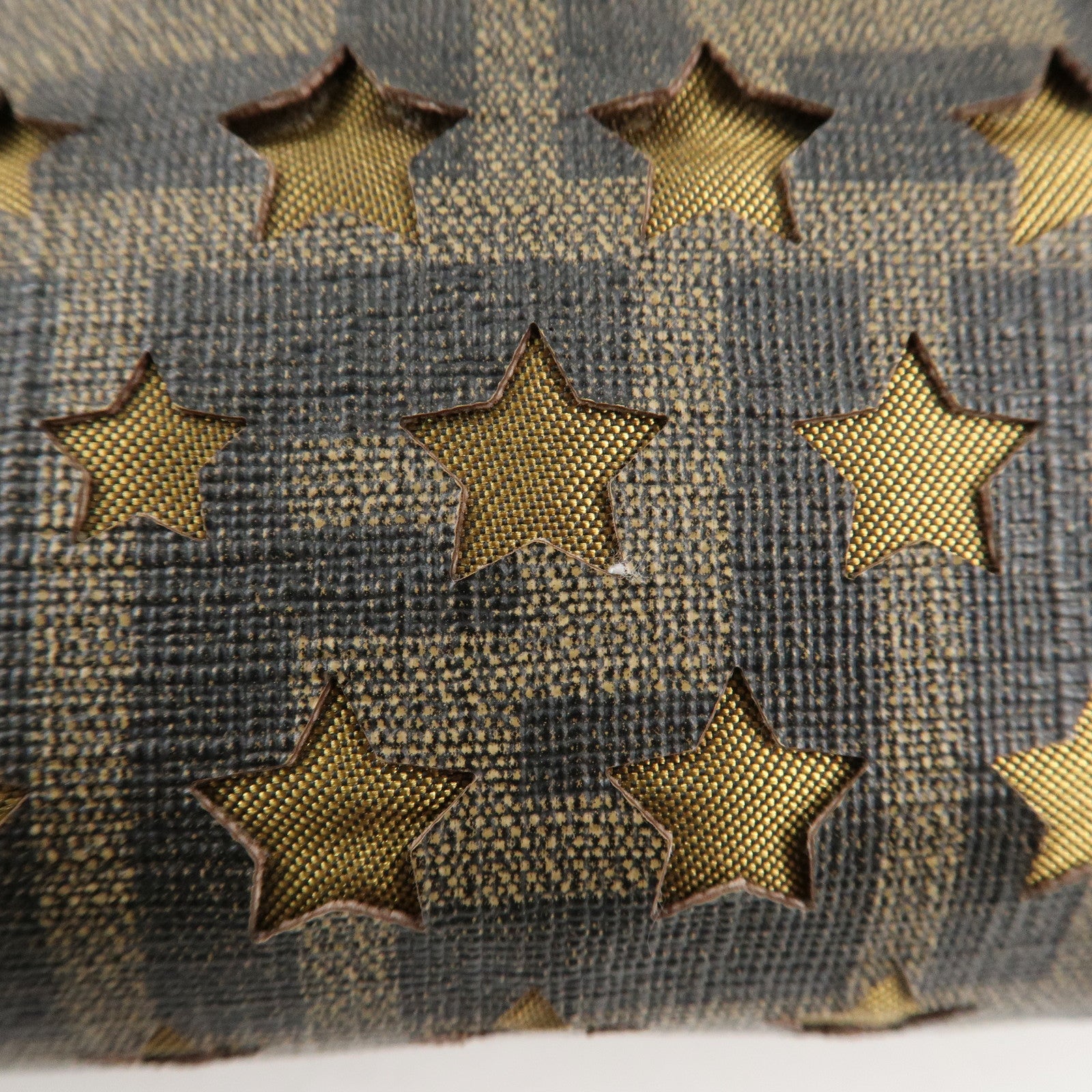 FENDI Zucca PVC Nylon Tote Bag Star Punching Brown Black 8BH223 Used