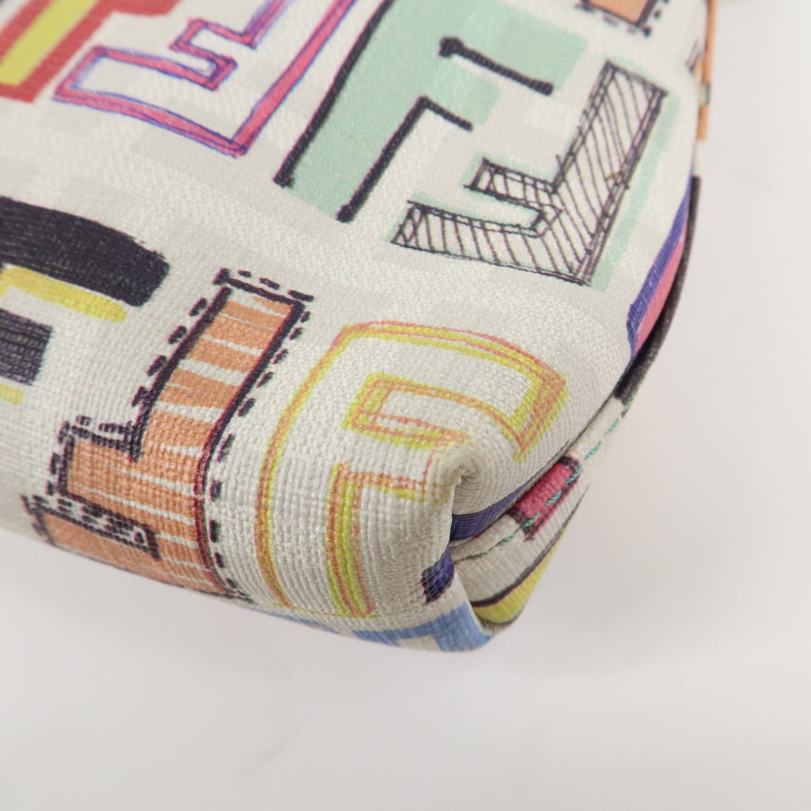 FENDI Zucca PVC Accessory Chain Pouch Multi Color Ivory 8BR592 Used