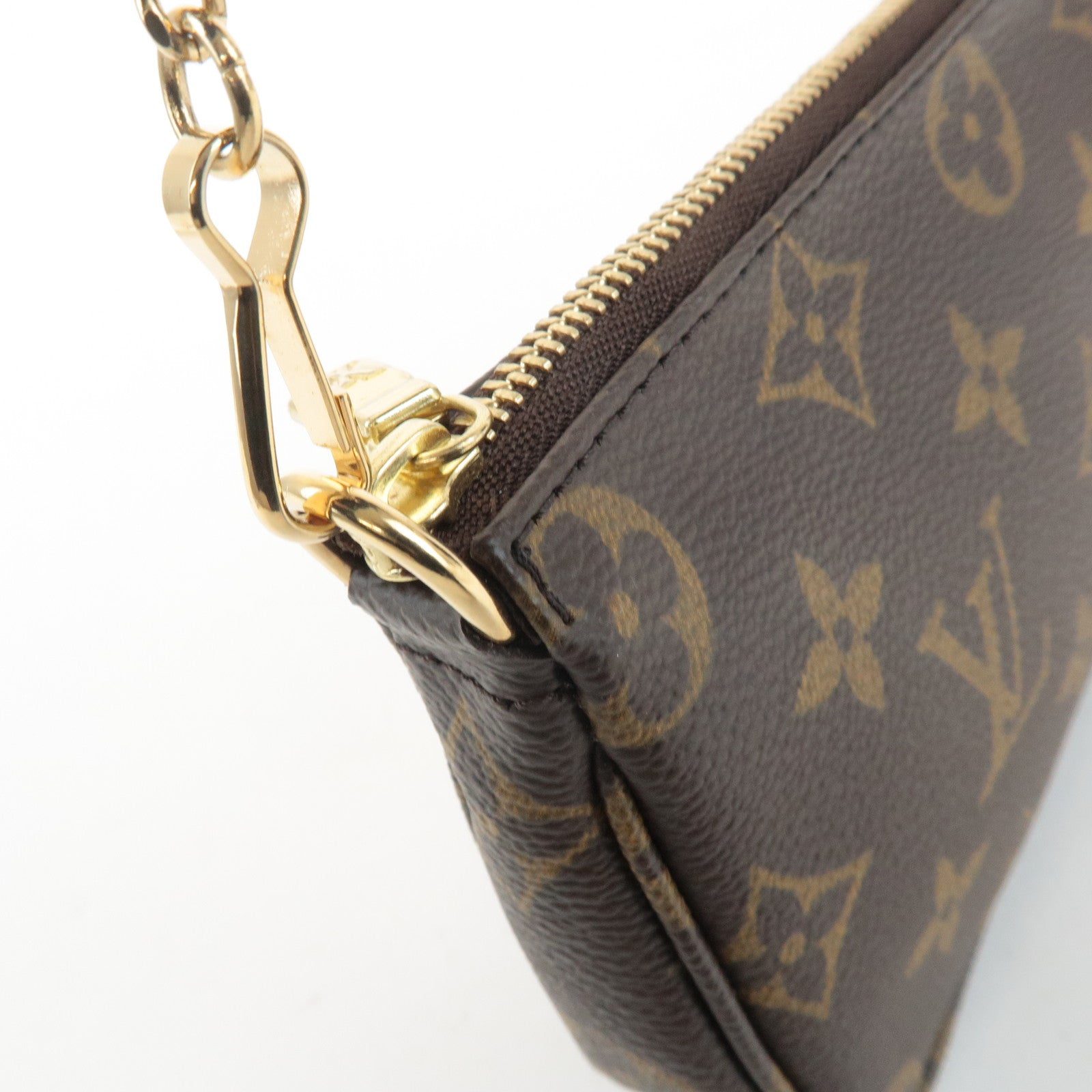Louis Vuitton Bucket PM Pouch Hand Bag Brown Gold Hardware Used