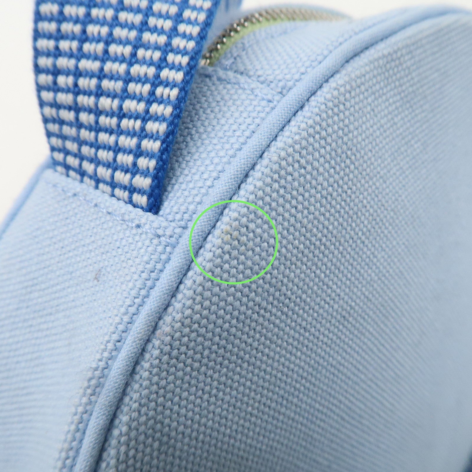 HERMES Circus Sakarecre Cotton Canvas Shoulder Bag Light Blue Used