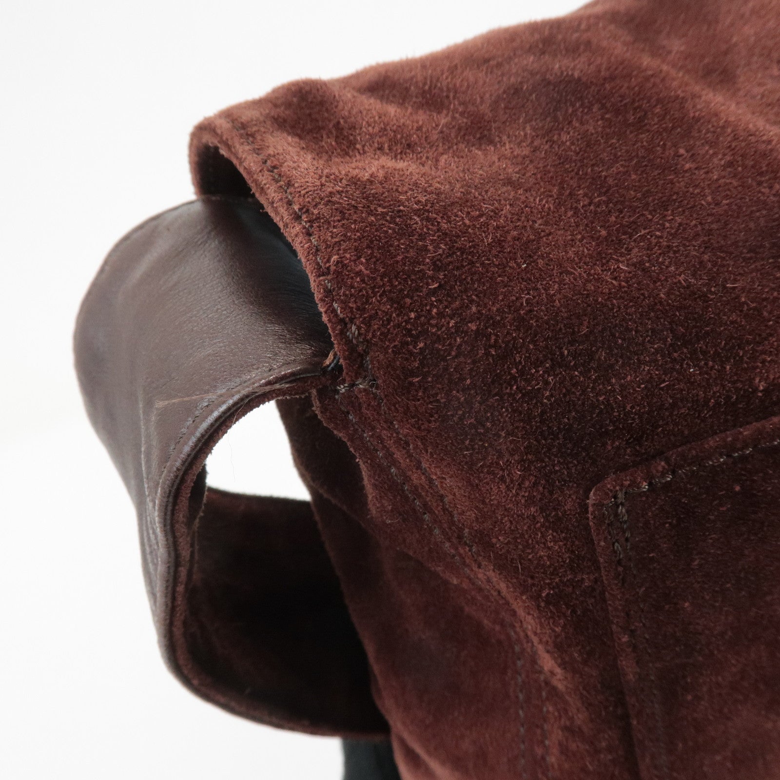 CHANEL COCO Mark Suede Leather Fringe Shoulder Bag Brown Used