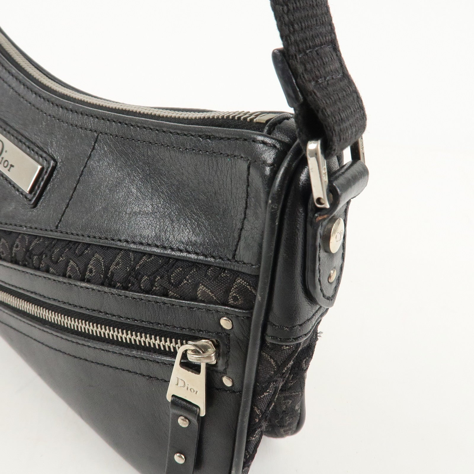 Christian Dior Trotter Street Chic Canvas Leather Shoulder Bag Used