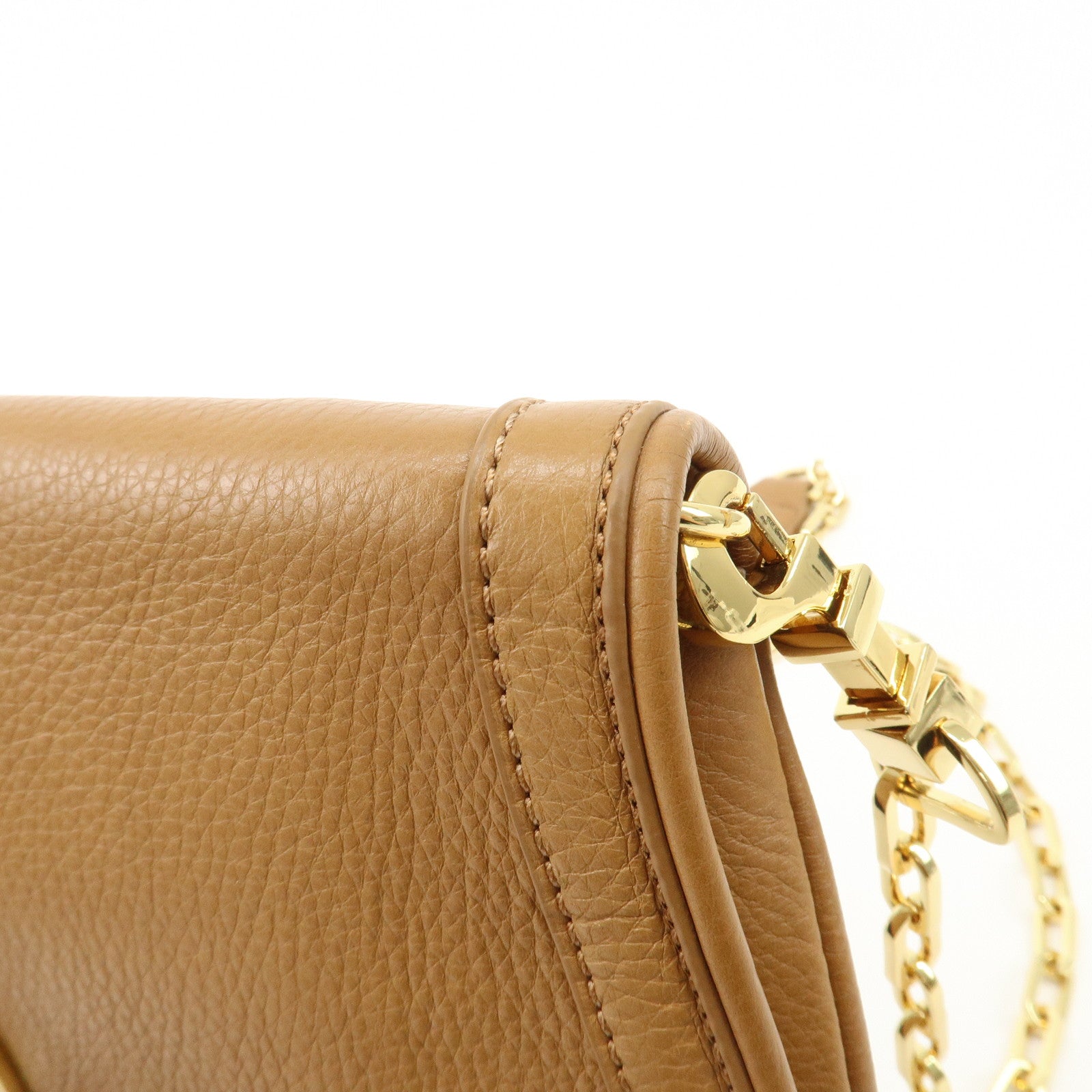 Tory Burch Leather Chain Shoulder Bag Hand Bag Light Brown Used