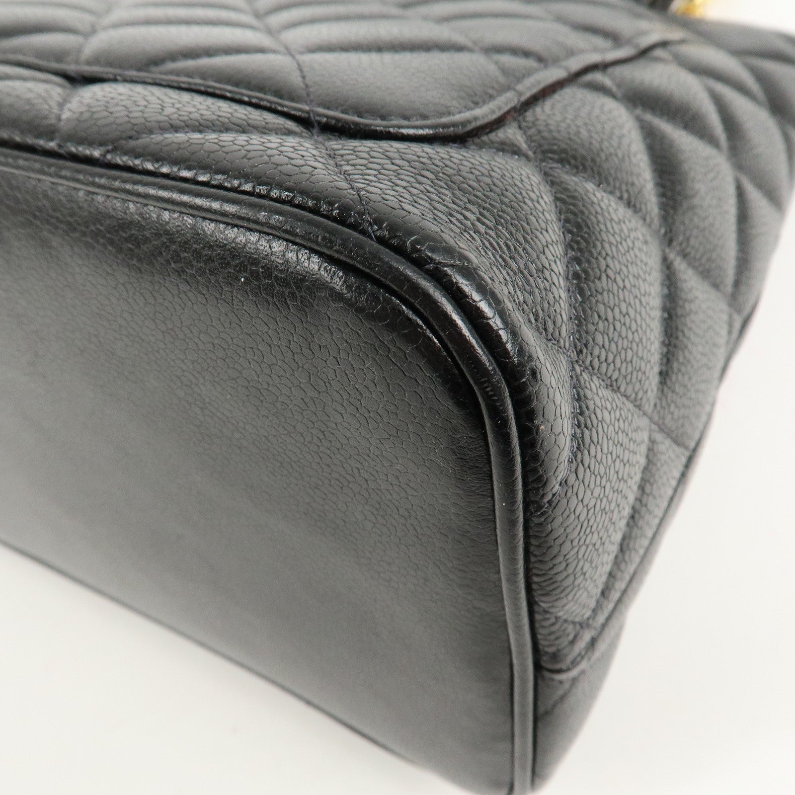CHANEL Caviar Skin Matelasse Tote Bag Hand bag Black A01804 Used
