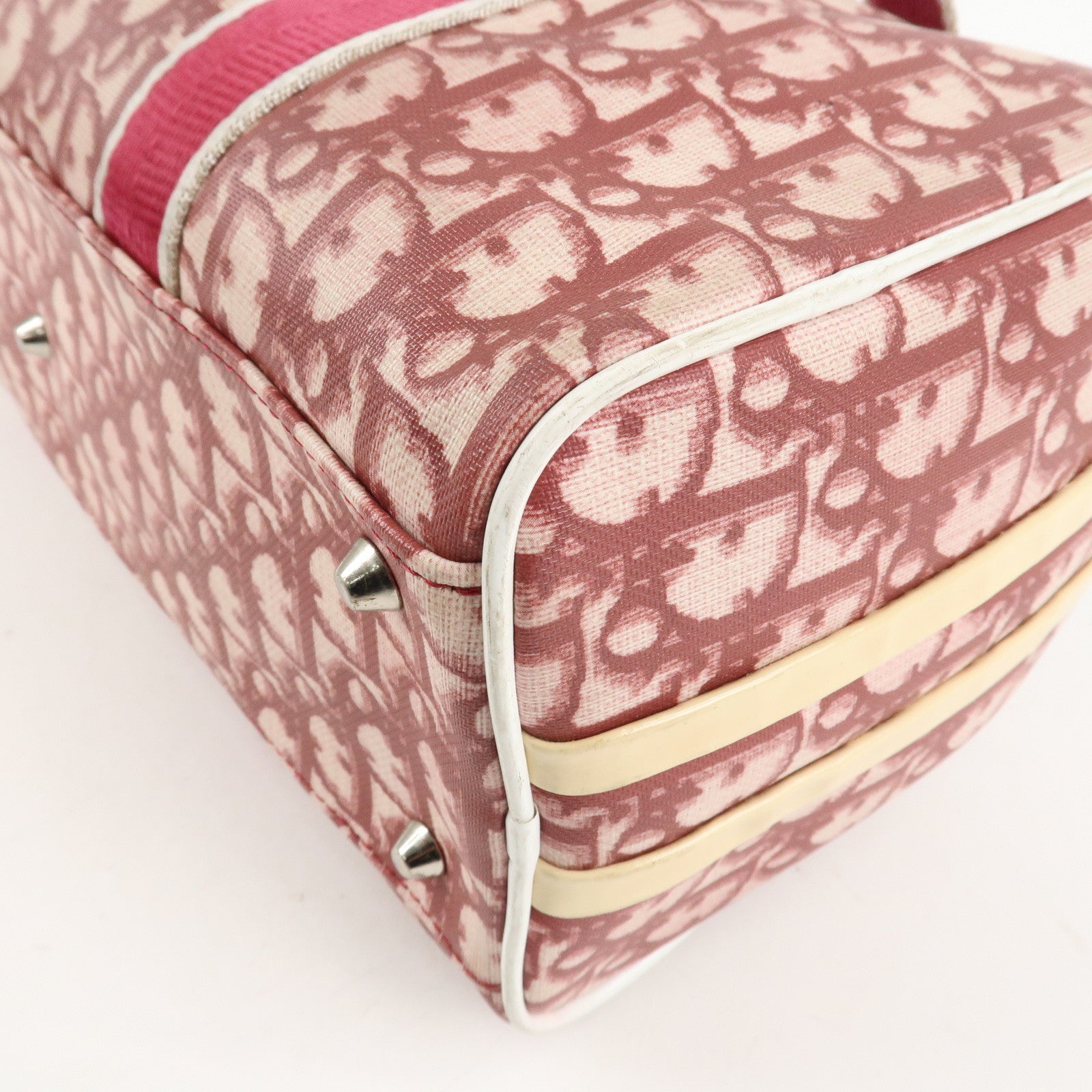 Christian Dior Trotter No.2 PVC Patent Leather Boston Bag Red Used