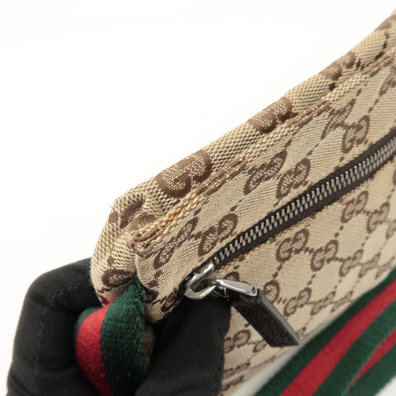 GUCCI GG Canvas Leather Waist Bag Crossbody Bag Beige Brown 28566 Used