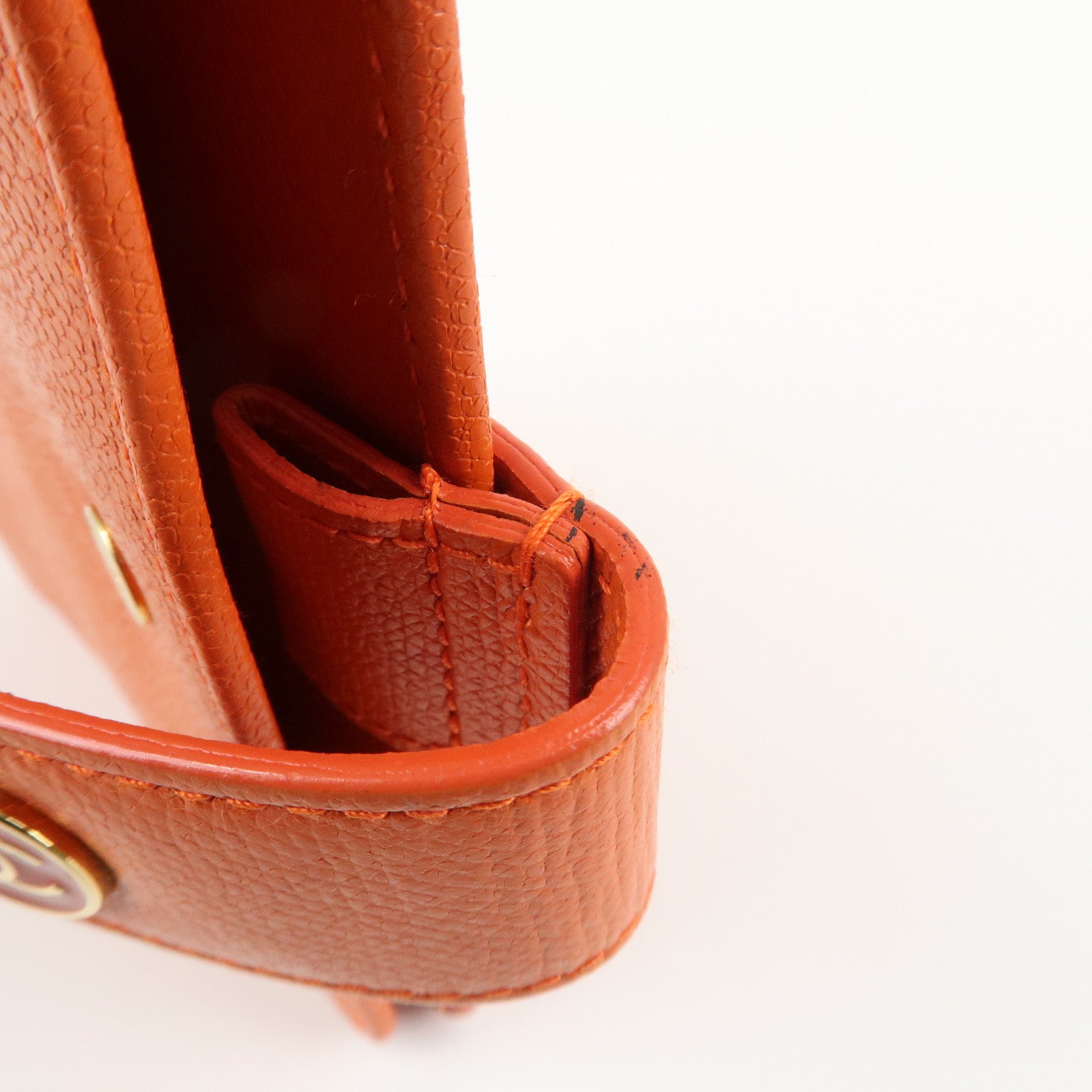 CHANEL Leather Planner Cover Orange Gold Hardware Used