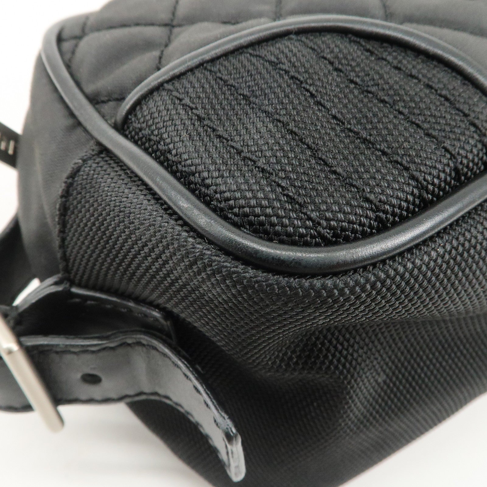 CHANEL Sports Matelasse Nylon Canvas COCO Mark Shoulder Bag Black Used