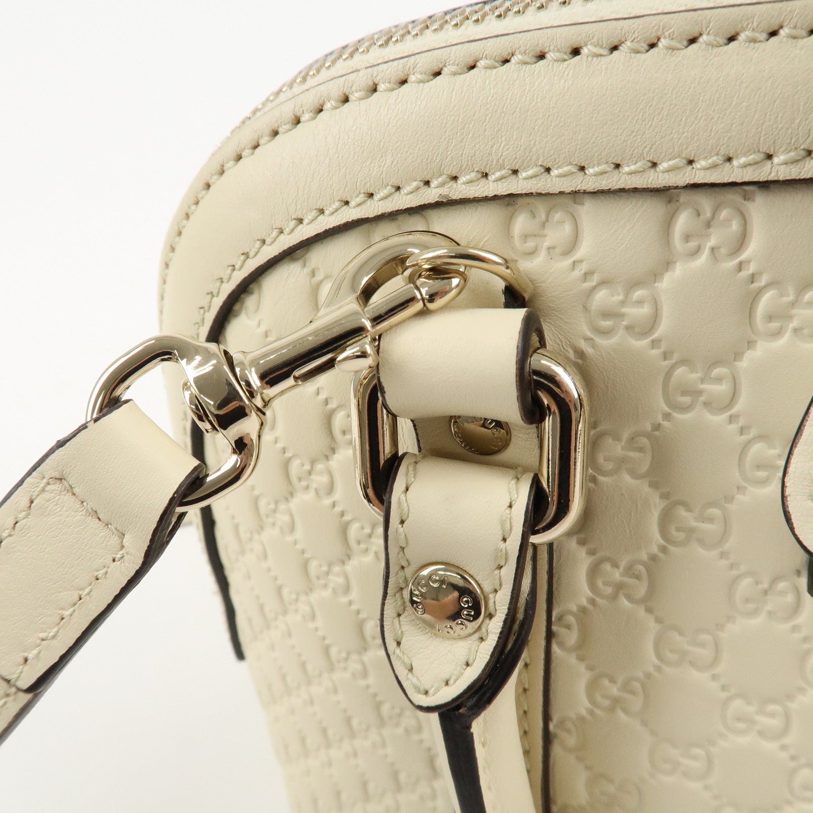 GUCCI Micro Guccissima Leather 2WAY Bag Hand Bag Ivory 449654 Used
