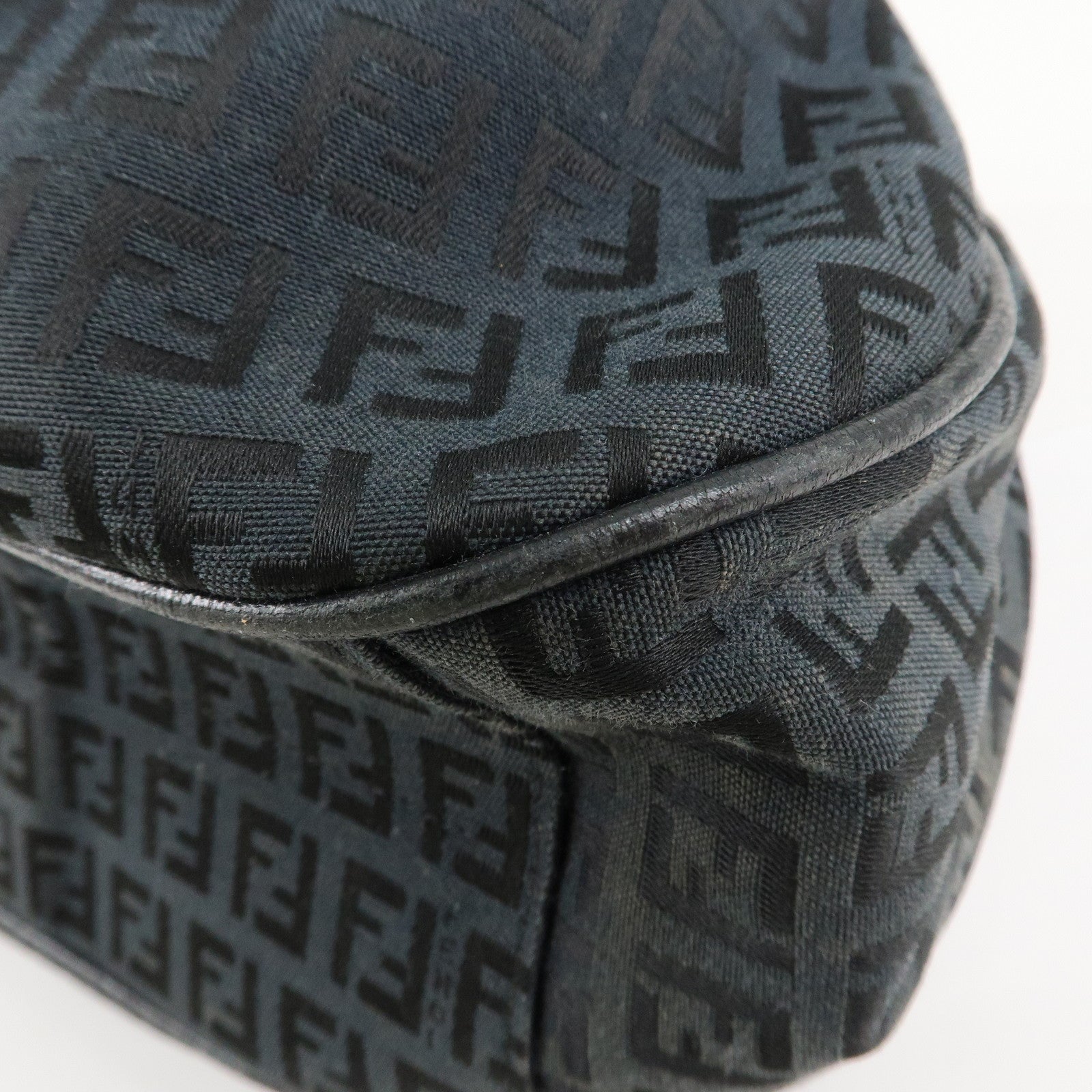 FENDI Zucchino Canvas Leather Tote Bag Black 8BH220 Used