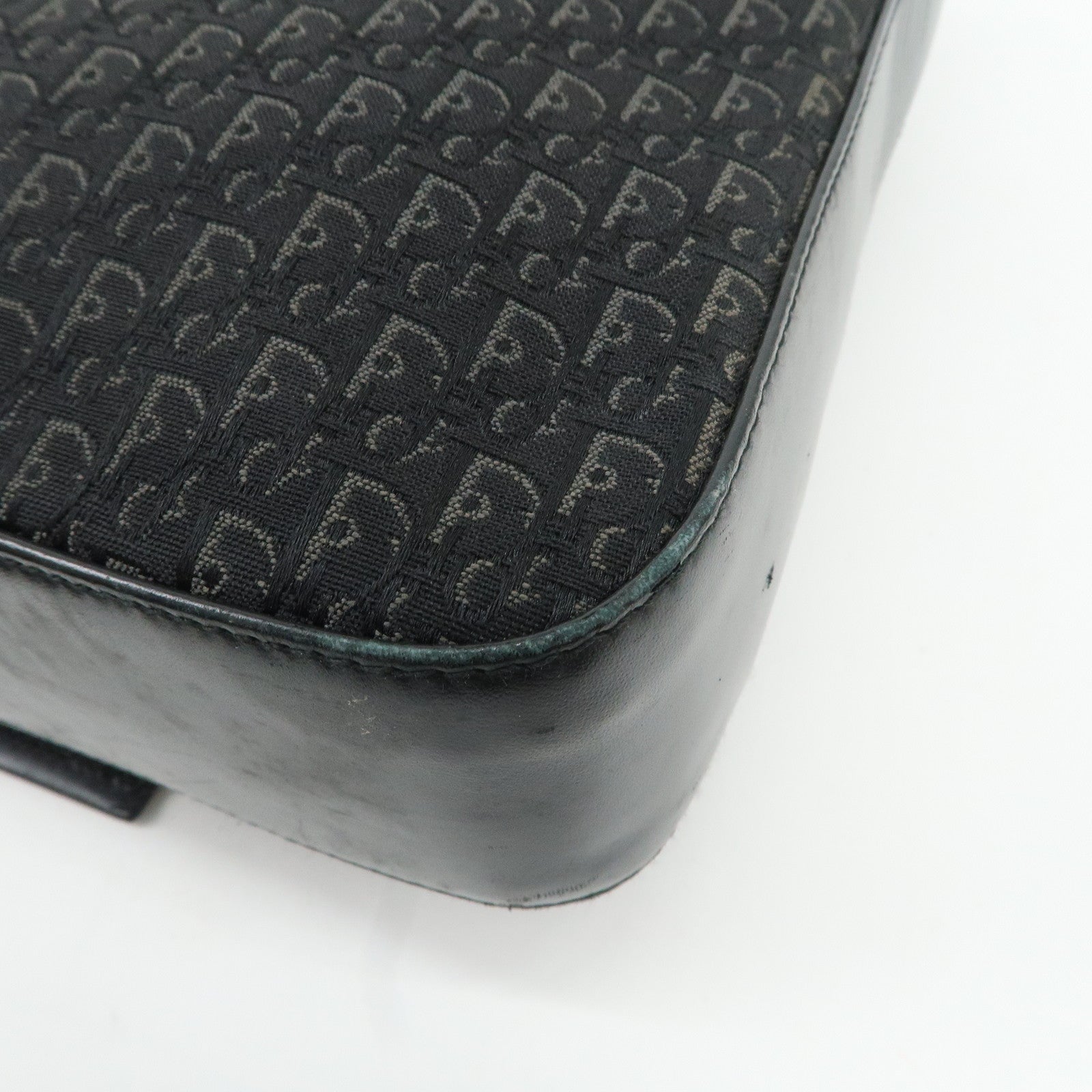 Christian Dior Trotter Canvas Leather Shoulder Bag Black Used