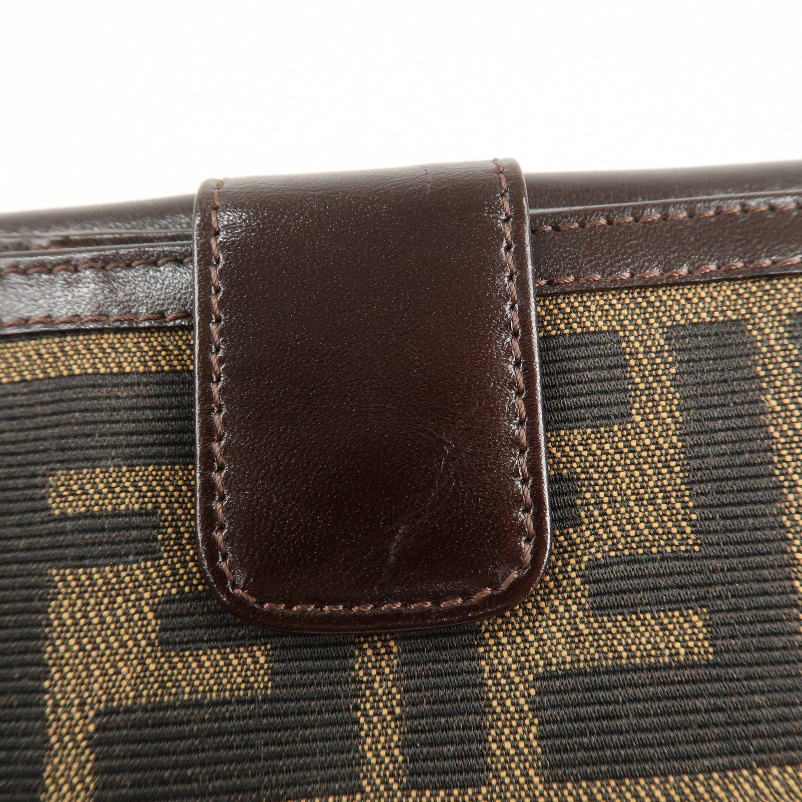 FENDI Zucca Canvas Leather W Hook Bifold Wallet 12671 Used