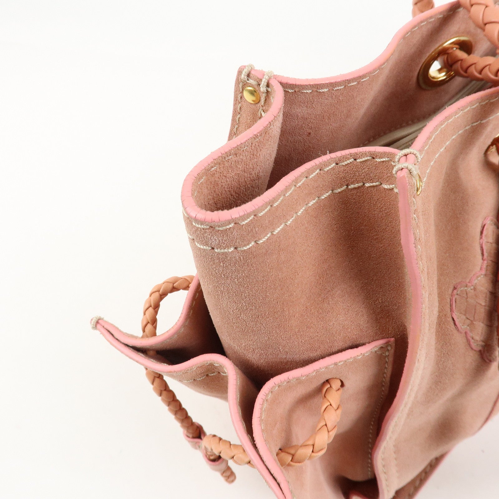 LOEWE Suede Leather Shopper Tote Bag Shoulder Bag Pink
