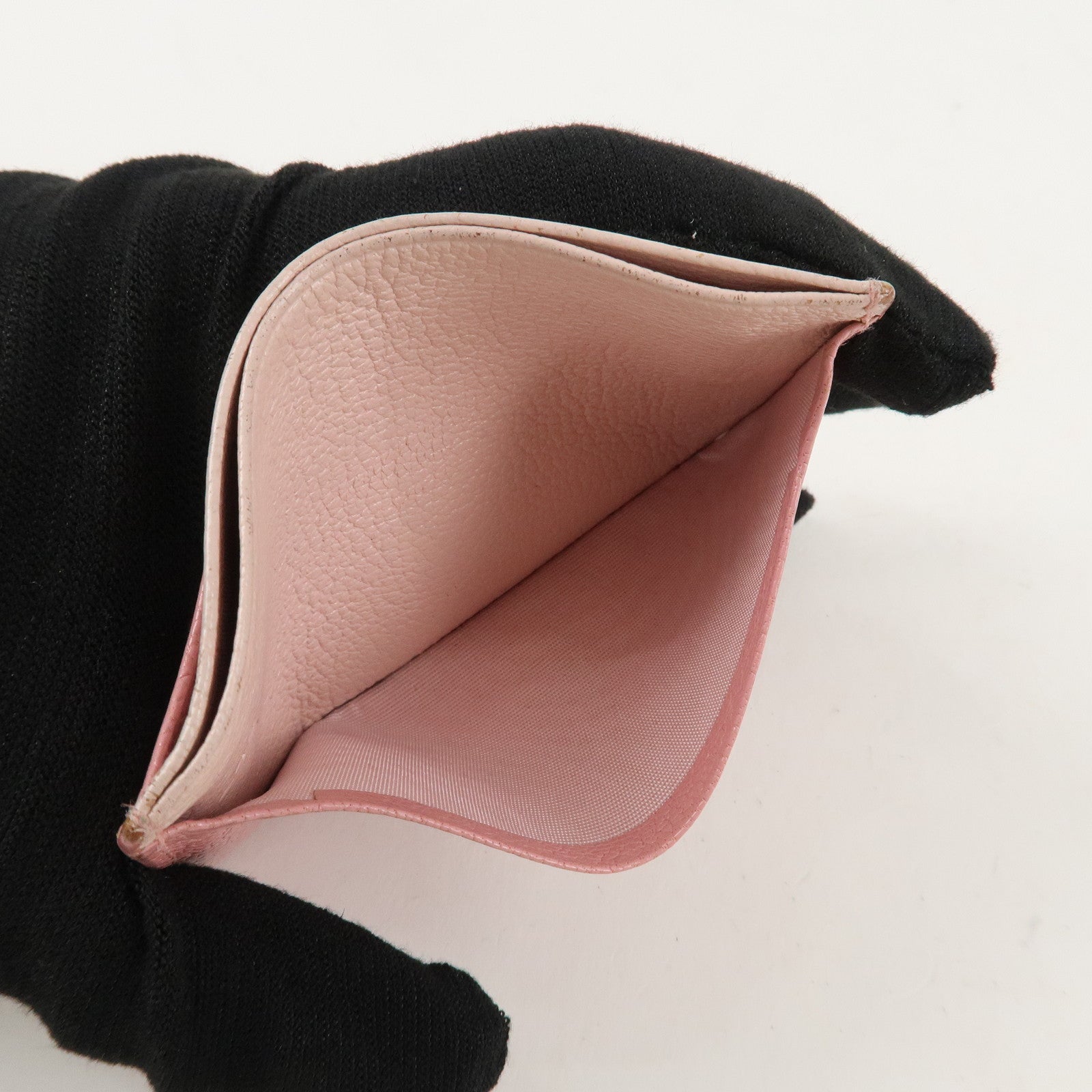 MIU MIU Leather Ribbon Card Case Pink Used