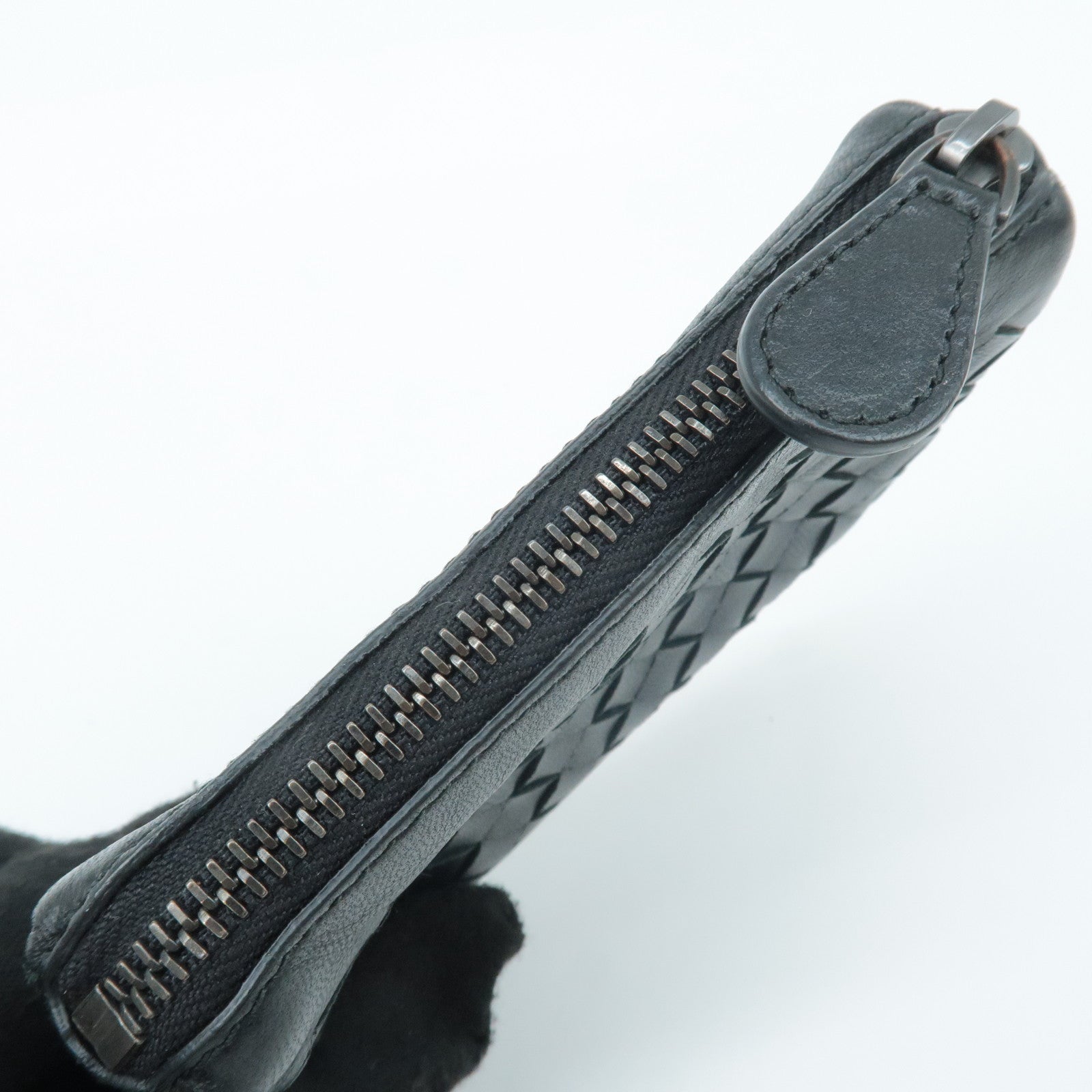 BOTTEGA VENETA Intrecciato Leather Coin Case Black 233808 Used