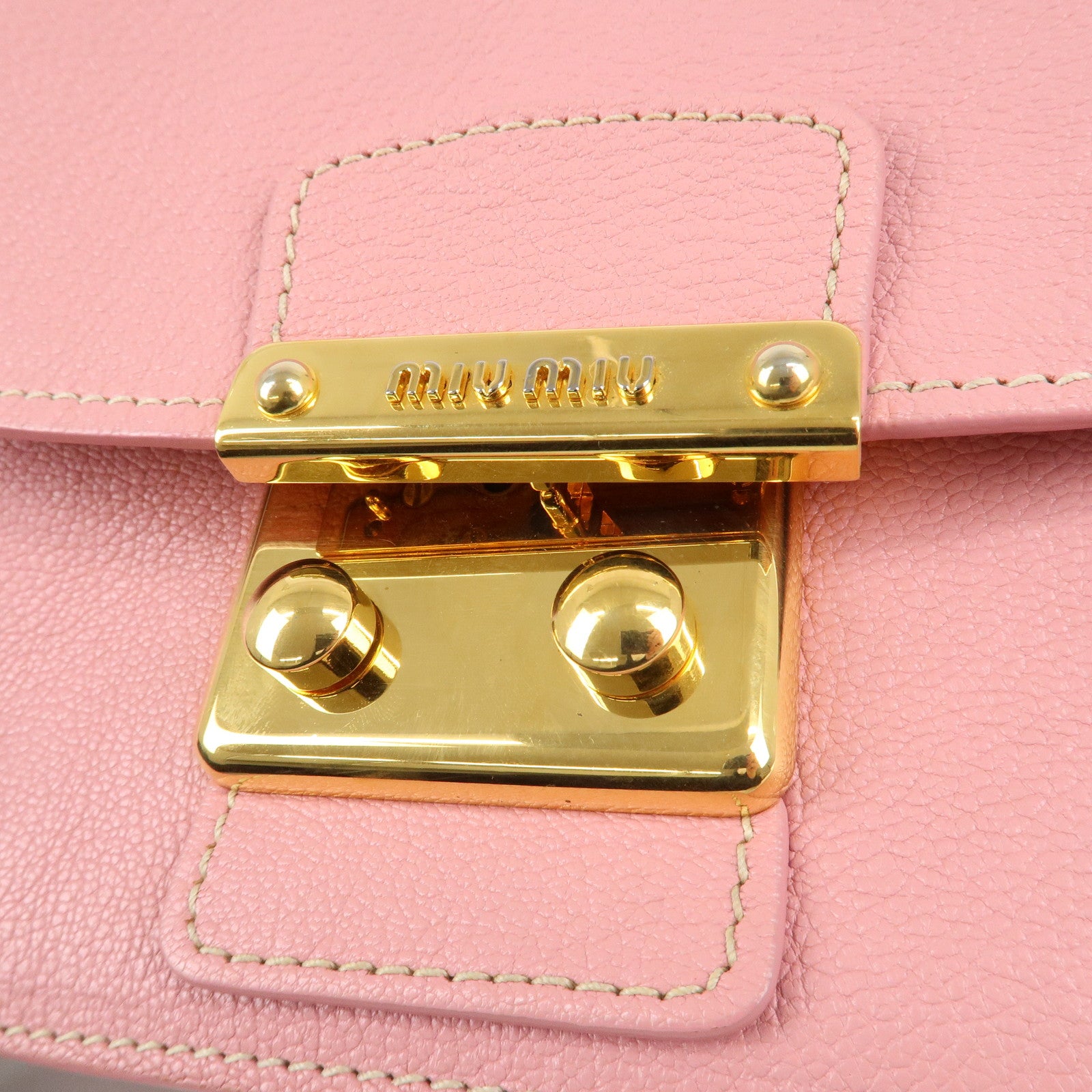 MIU MIU Leather Shoulder Bag Pink RTC460 Used