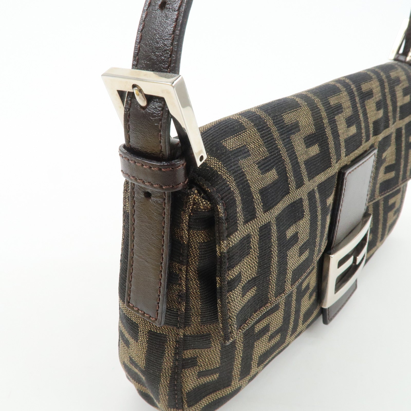 FENDI Mamma Baguette Zucca Canvas Leather Shoulder Bag 26424 Used