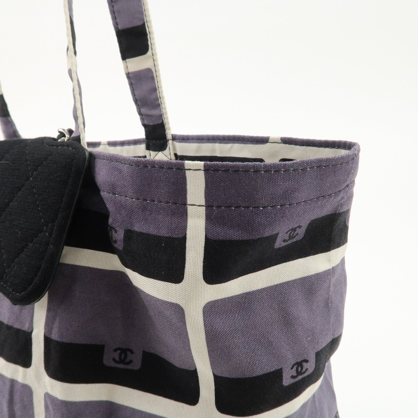 CHANEL Matelasse Cotton Jersey Lambskin Chain Shoulder Bag Eco Bag Used