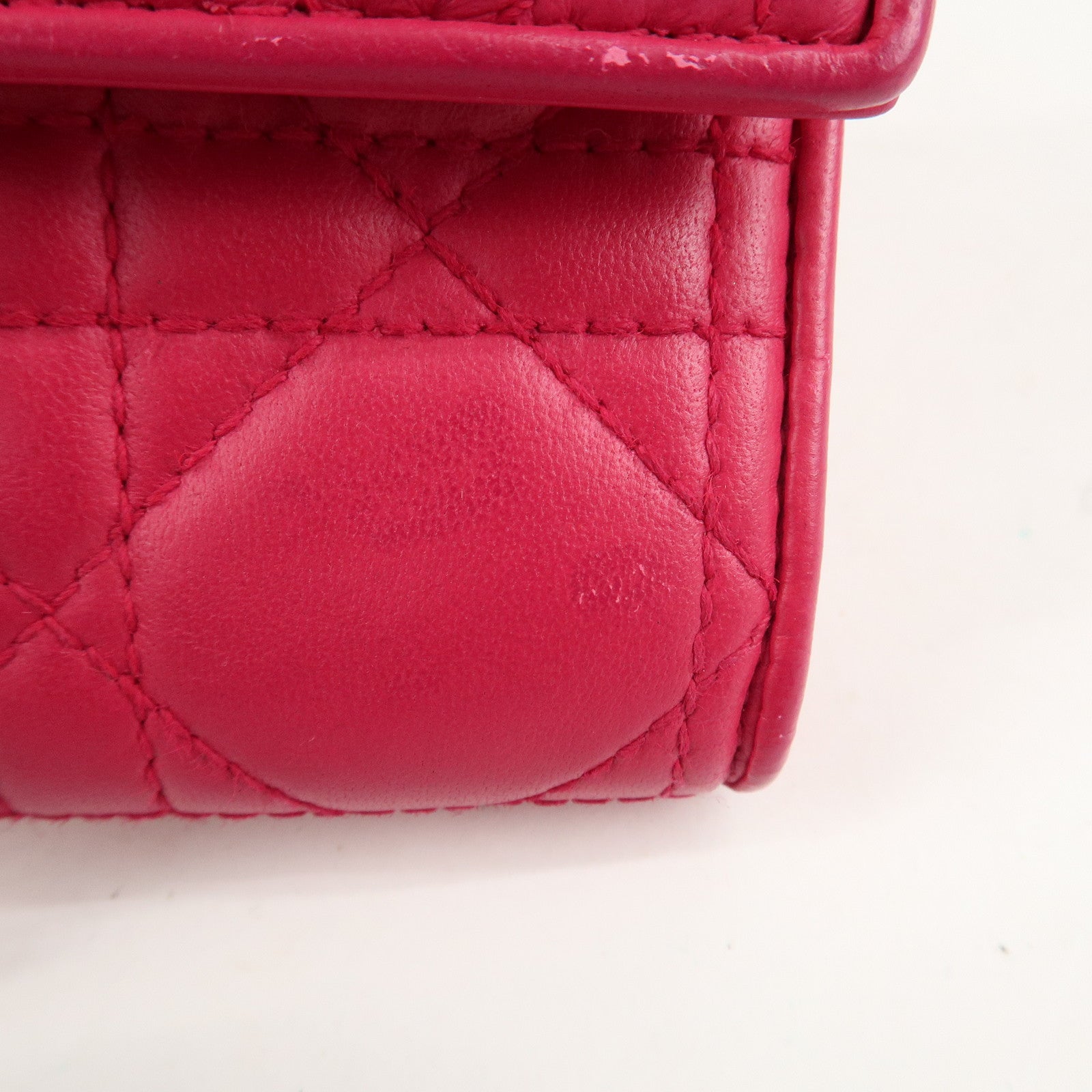 Christian Dior Cannage Leather Chain Long Wallet Pink Used