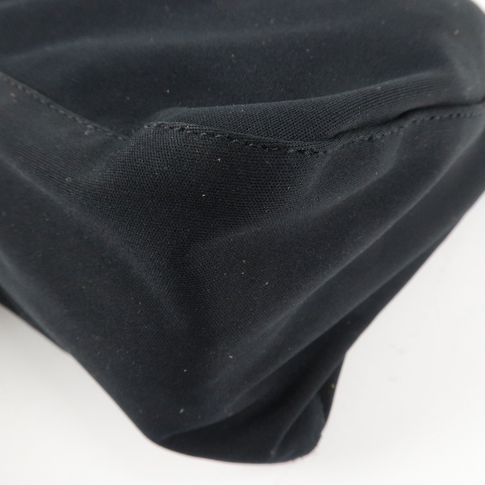 FENDI Mamma Baguette Nylon Jersey Leather Shoulder Bag Black Used