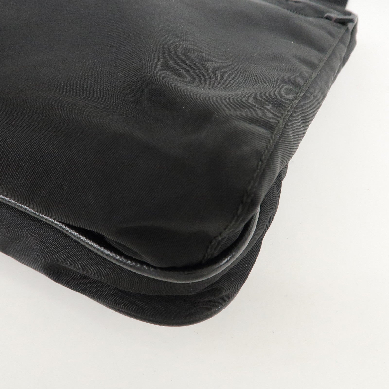 PRADA Logo Nylon Leather Shoulder Bag Crossbody Bag Black Used