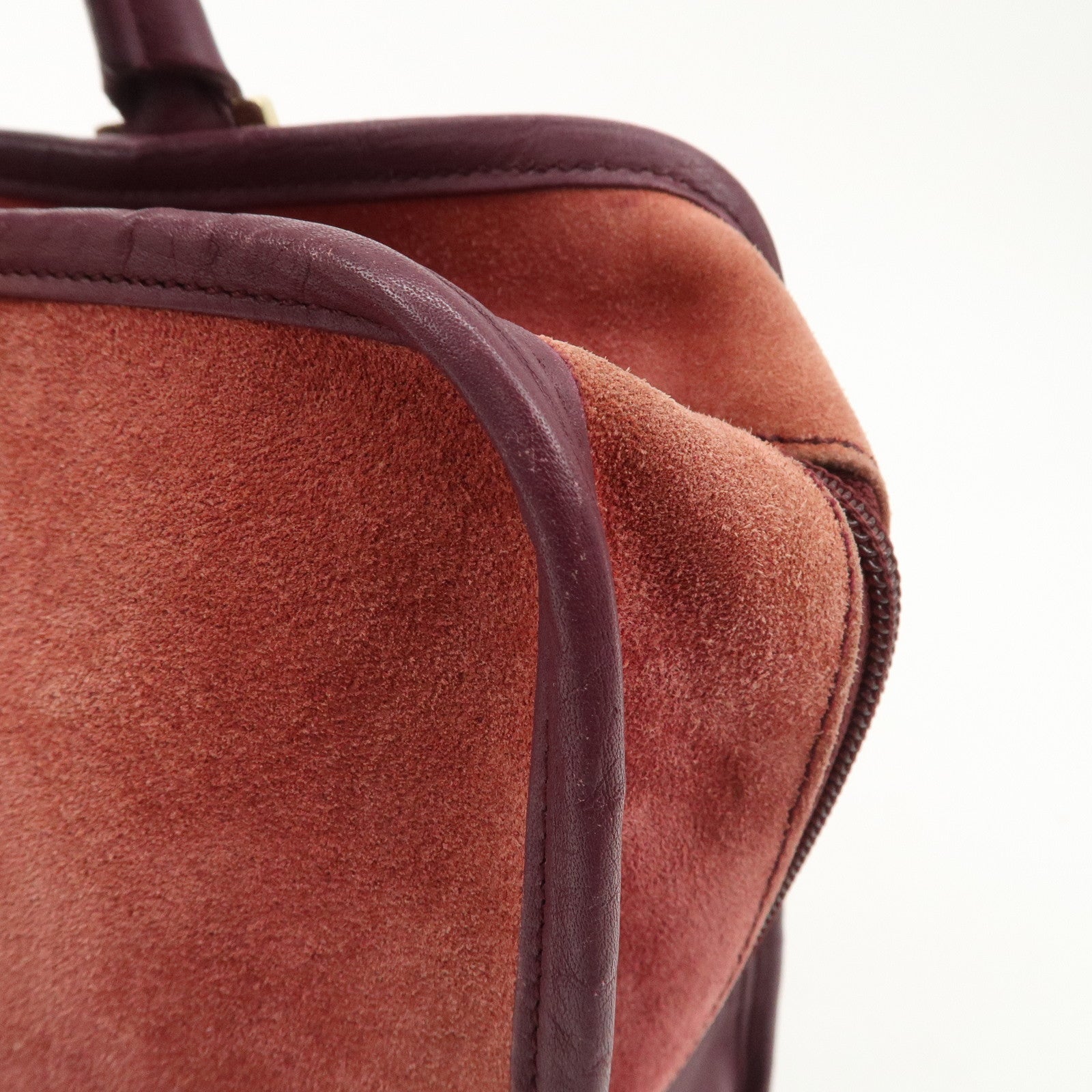 LOEWE Anagram Suede Leather Amazona 32 Hand Bag Pink Purple Used