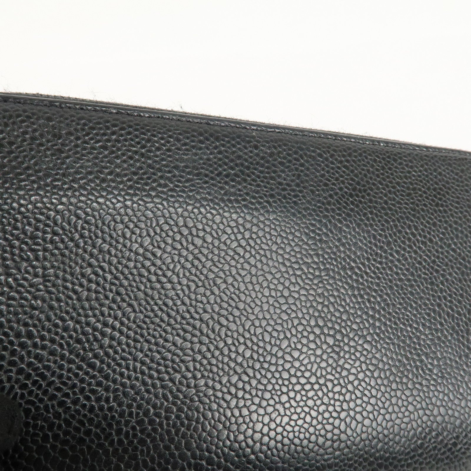 CHANEL Caviar Skin Zip Around Long Wallet Black A50071 Used
