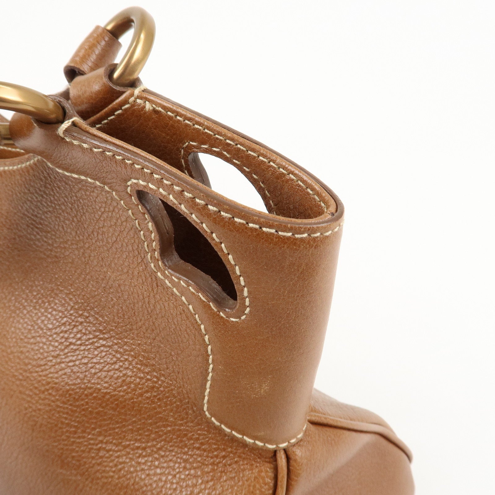 Cartier Leather Marcello de Cartier SM Hand Bag Brown Used