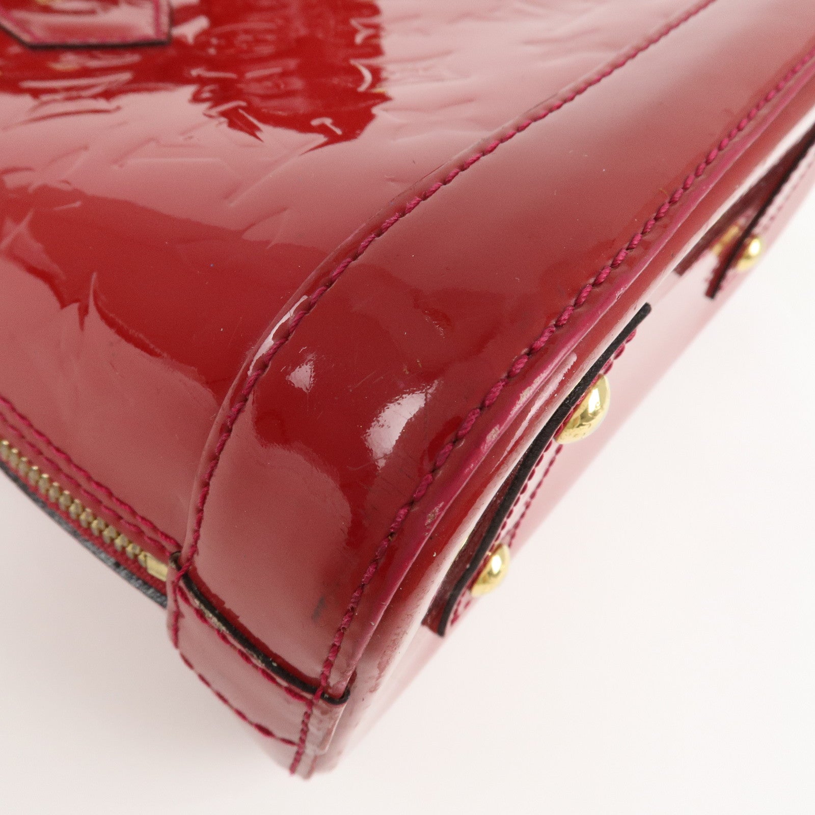 Louis Vuitton Monogram Vernis Alma BB 2Way Bag Red M91606 Used