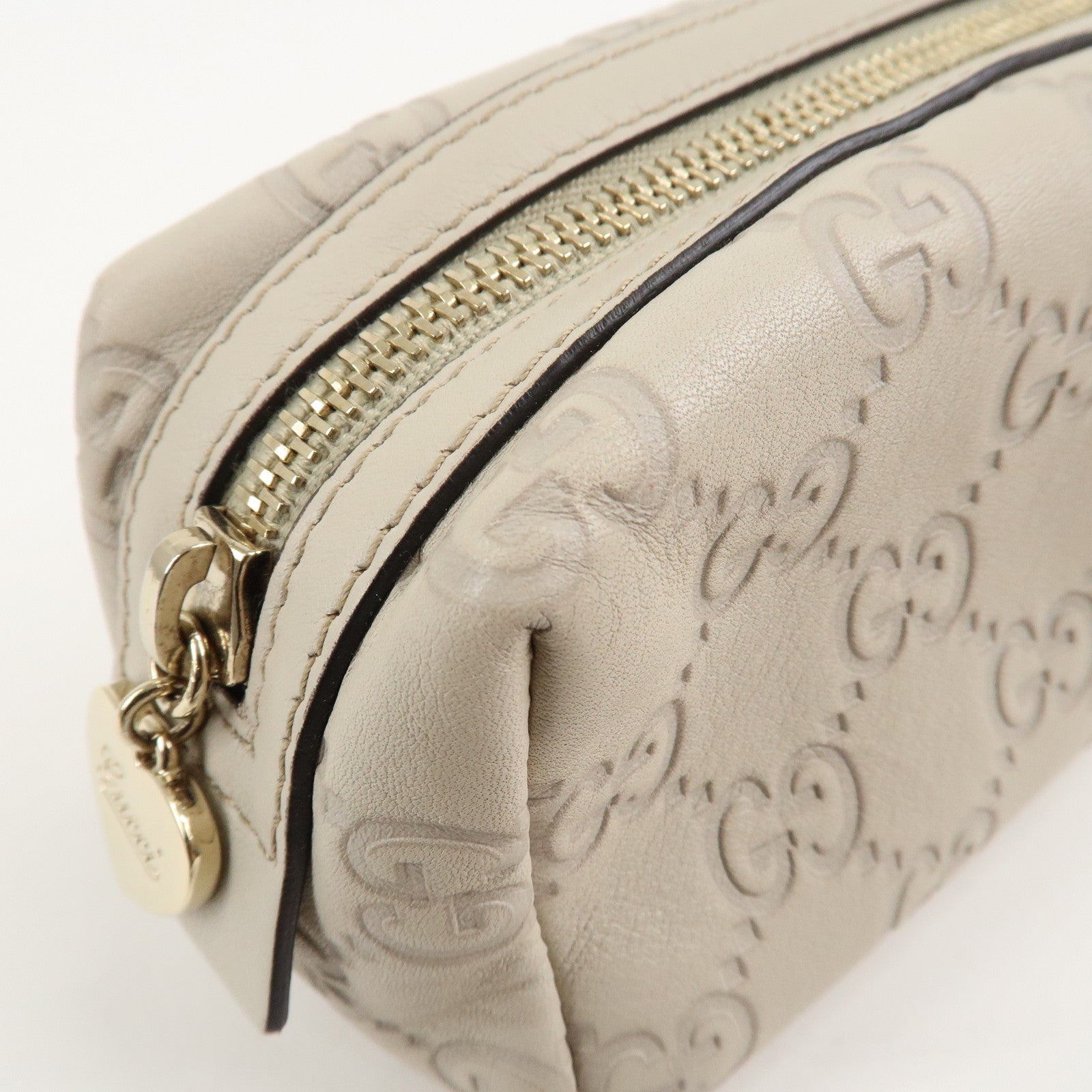 GUCCI Guccissima Leather Pouch Cosmetic Pouch Ivory 153228 Used
