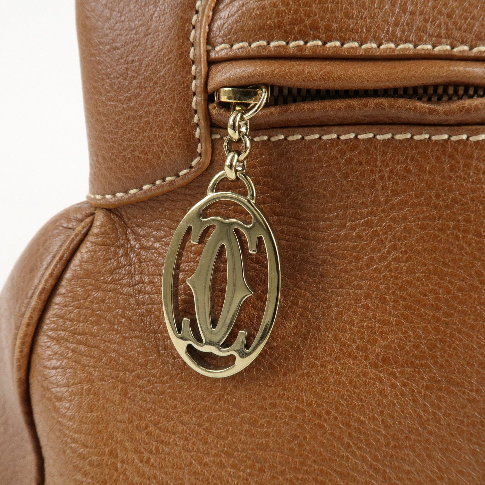 Cartier Marcello Du Cartier Leather Tote Bag Hand Bag Brown Used