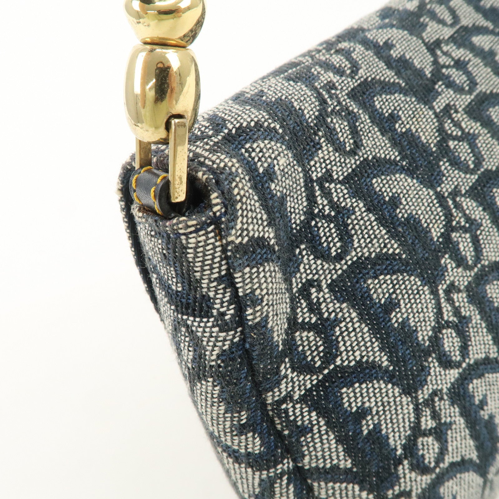 Christian Dior Maris Pearl Trotter Canvas Leather Shoulder Bag Used