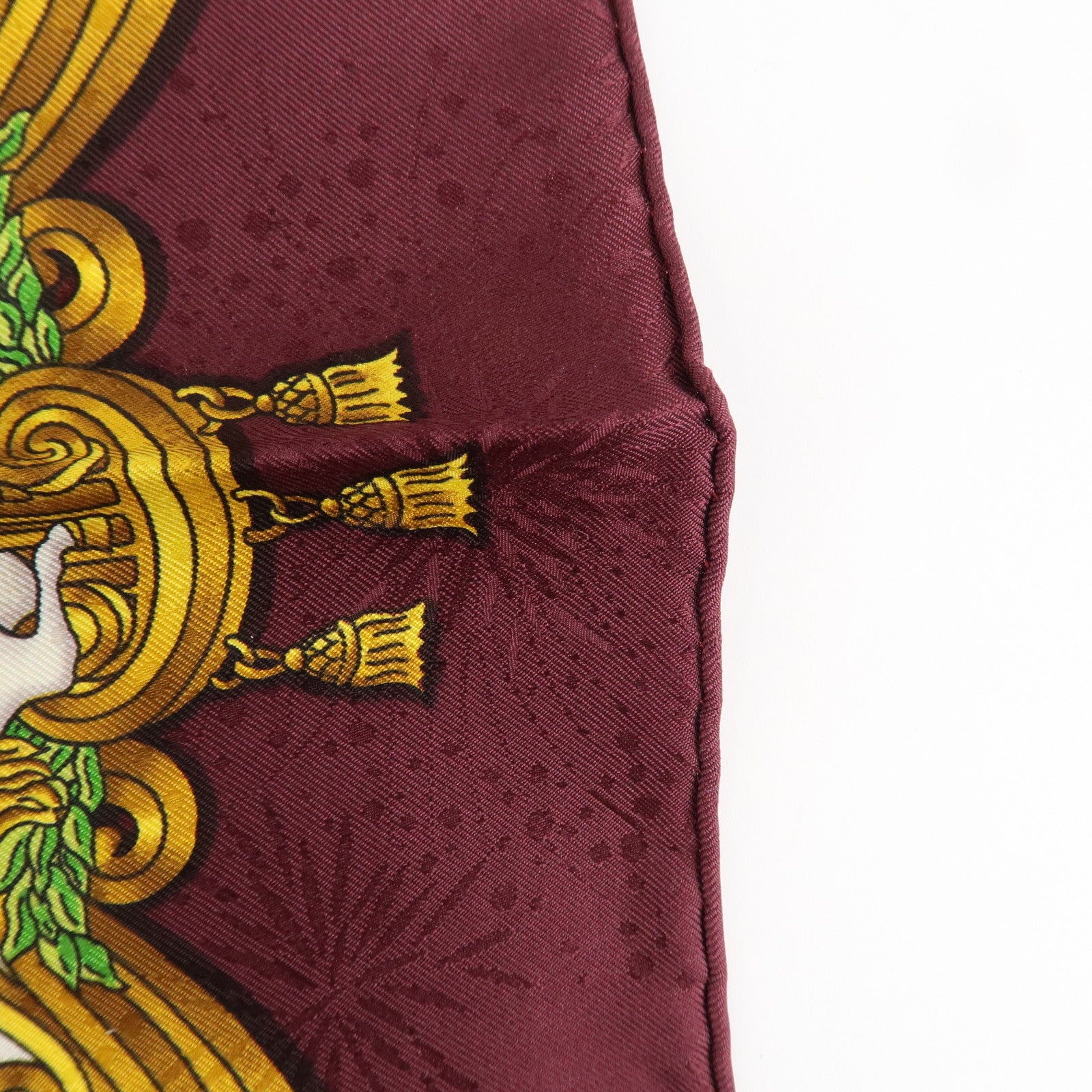 HERMES Carre 90 Silk 100% Scarf LUNA PARK Wine Red White Yellow Used