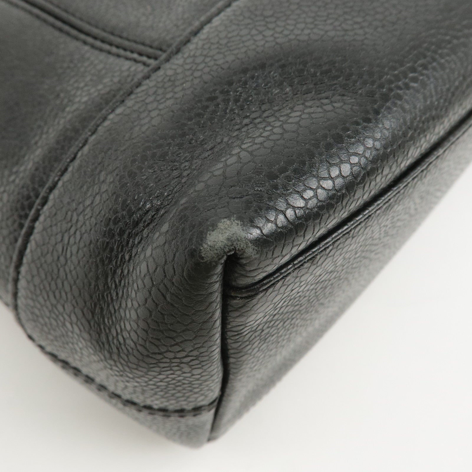 CHANEL Caviar Skin Tote Bag Shoulder Bag Hand Bag Black Used