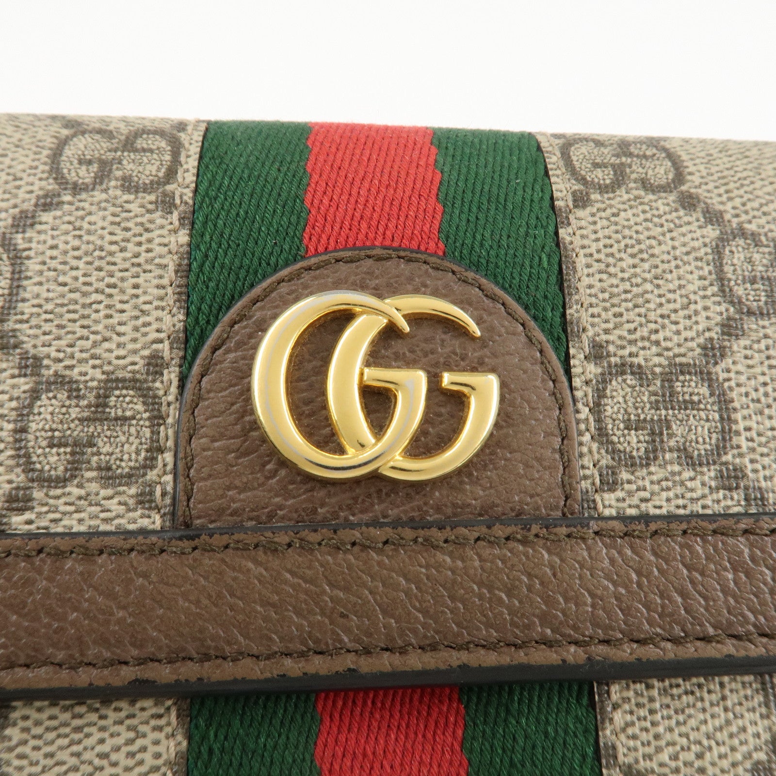 GUCCI Ophidia Sherry GG Supreme Leather Bi-fold Long Wallet 523153 Used