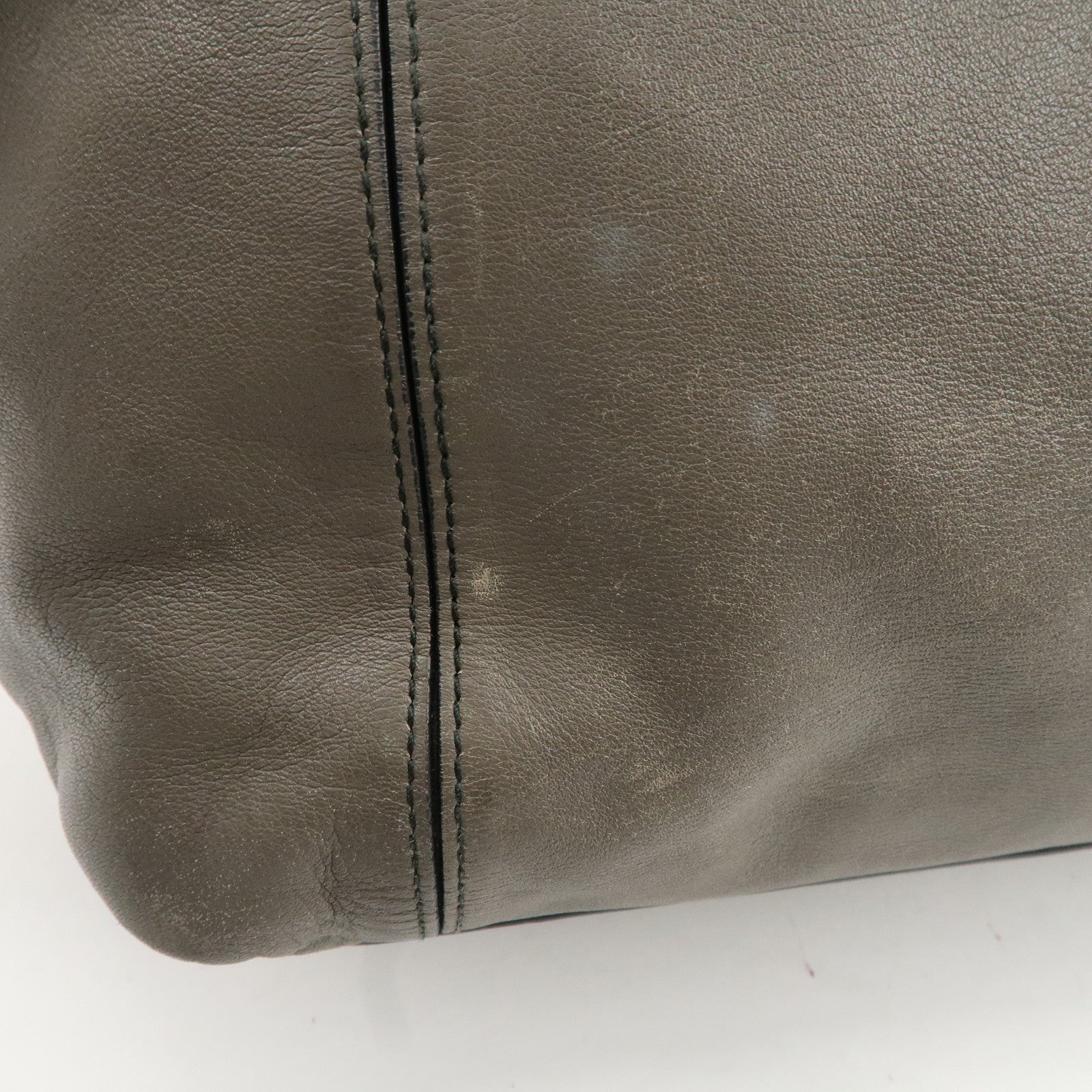 BOTTEGA VENETA Intrecciato Leather Shoulder Bag Greige Used